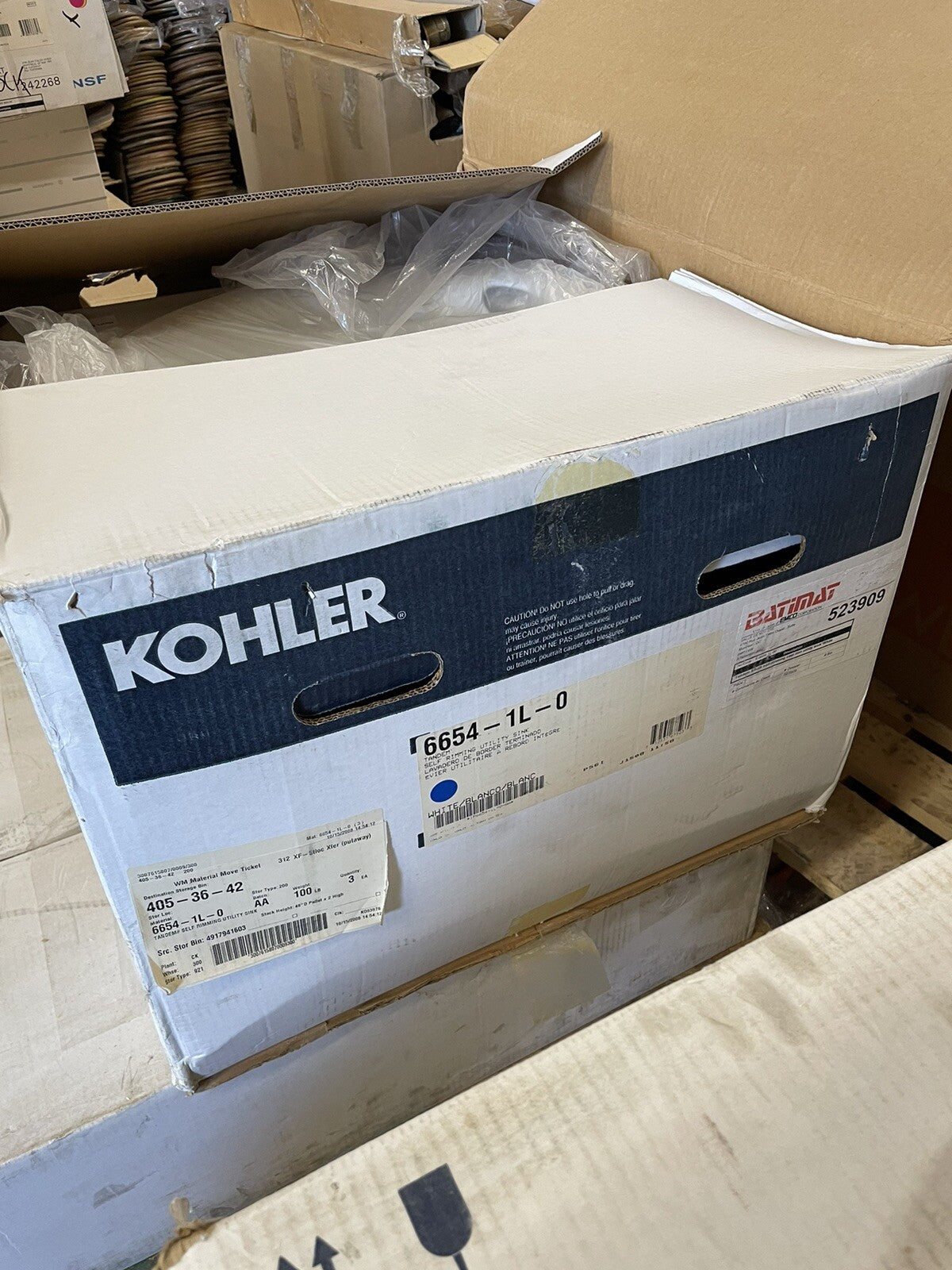 Kohler K-6654-1L-0 top mount utility sink white with left faucet hole
