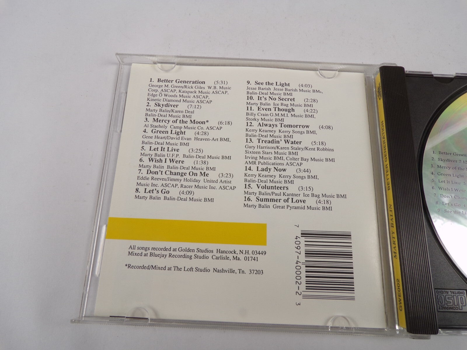 Marty Balin Better Generation Better Generation Skydiver Let It Live CD#21