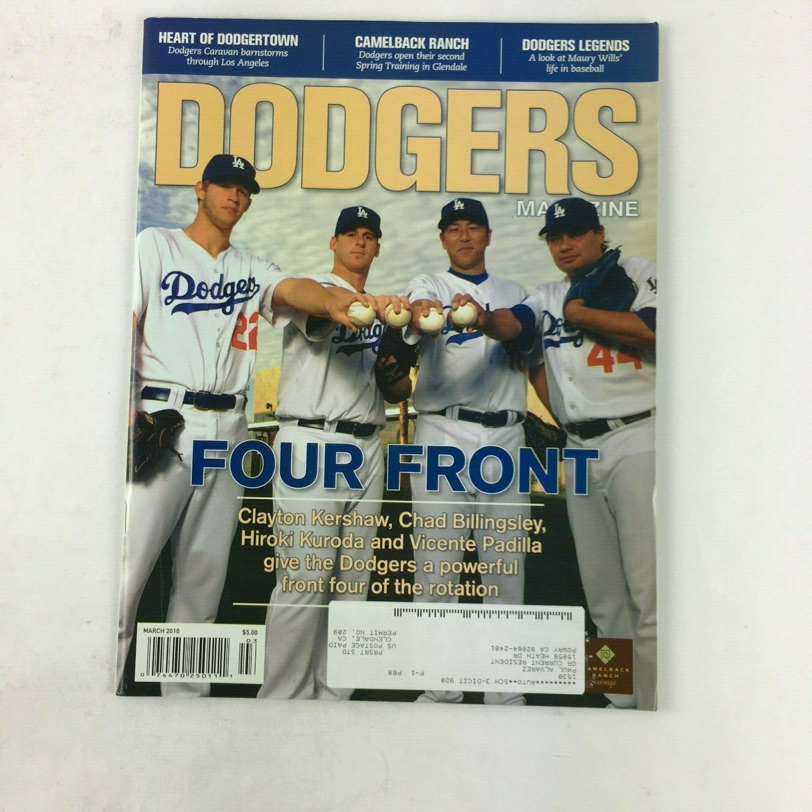 March 2010 Dodgers Magazine Four Front Clayton kershaw Chad Billingsley Hiroki