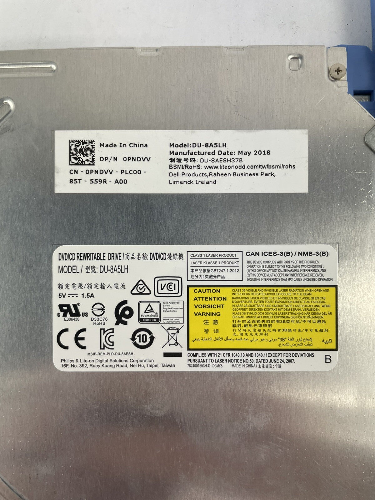 DVD/CD Rewritable Drive DU-8A5LH W/Bezel 0PNDVV