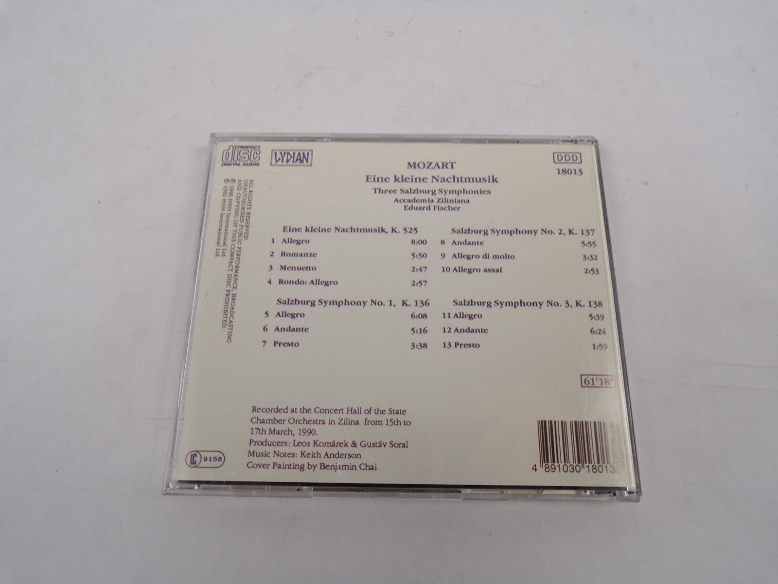 Mozart Elne Klelne Nachtmusik Salzburg Symponies Sllegro Romanze Menuetto CD#30