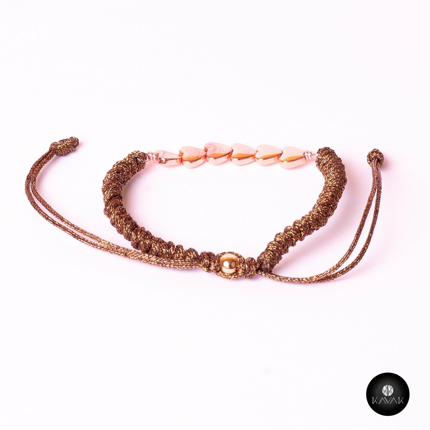 Kavak Handmade Women's Bracelet Rose Gold Plated Ties of Hearts (Rose Hearts)