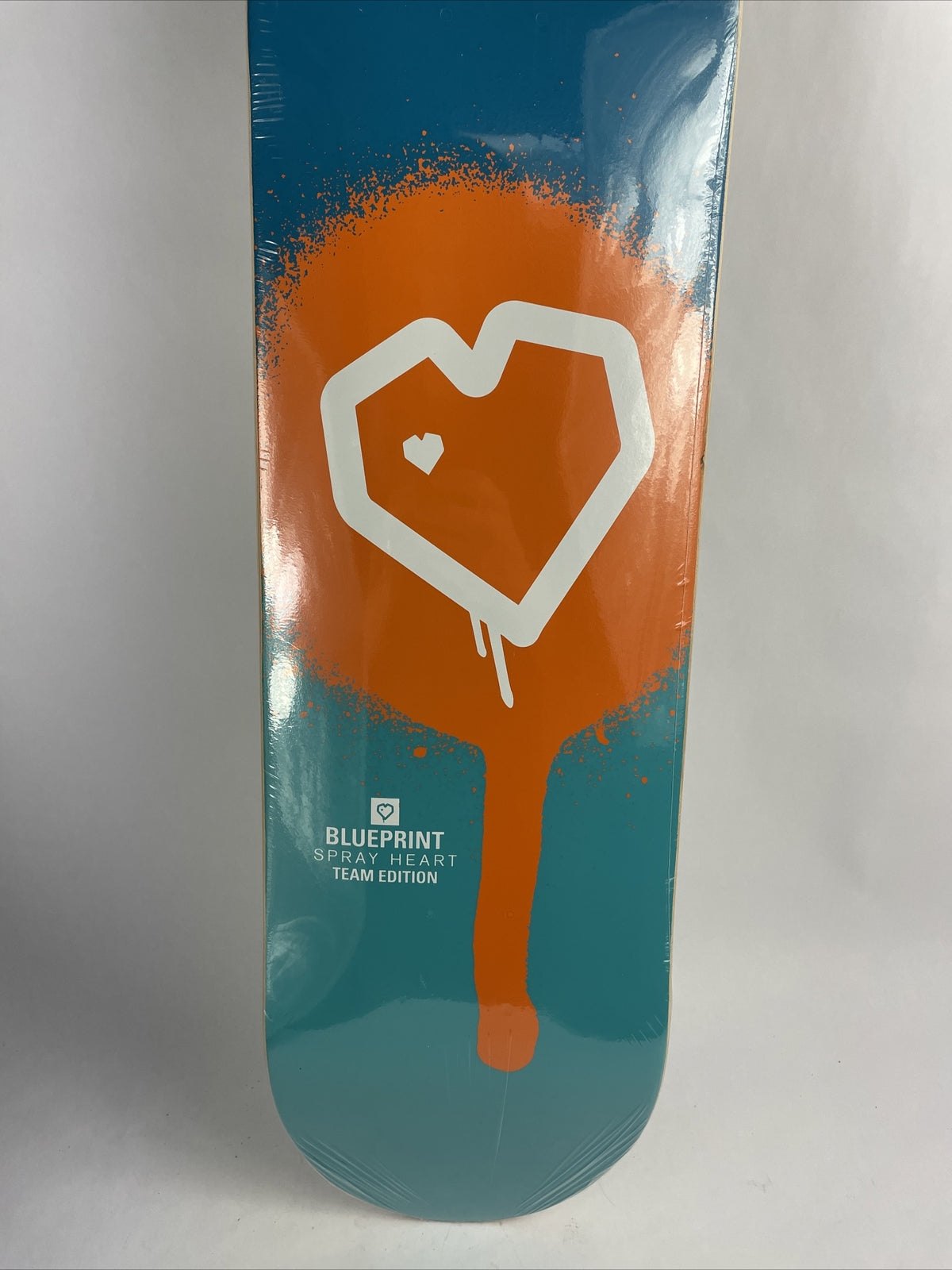 Blueprint Spray Heart Orange Blue rare 8.5-inch hard rock maple skateboard deck.