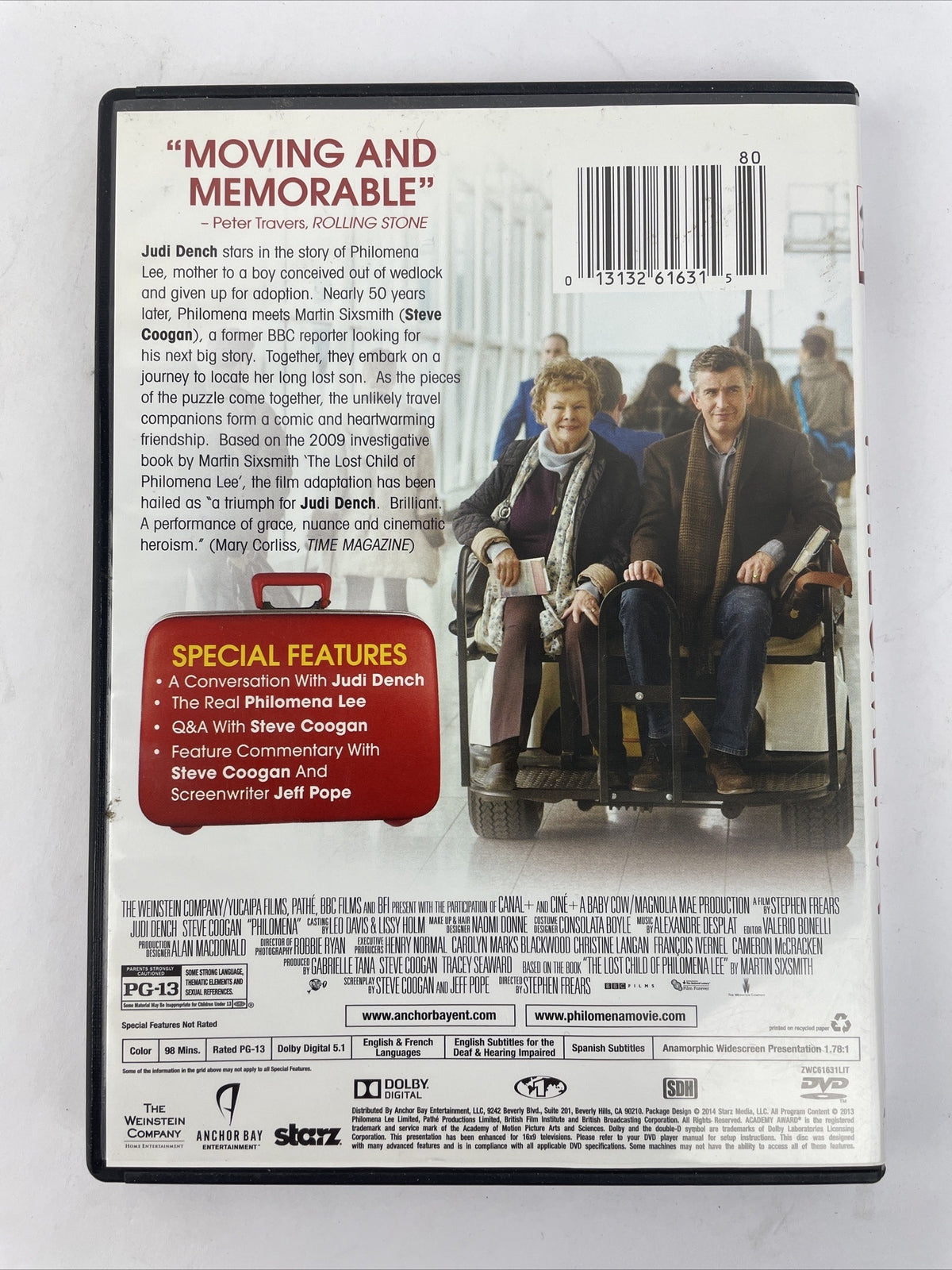 Philomena - DVD Video Judi Dench, Steve Coogan w Special Features - VGC