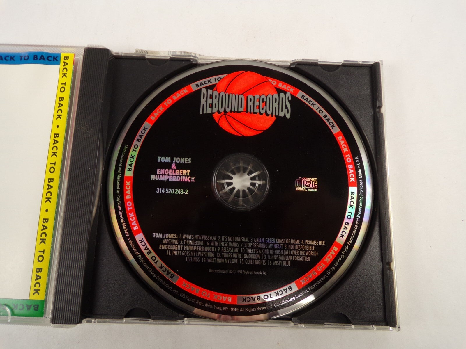 Tom Jones & Engelbert Humperdinck Back To Back Not Responsible CD#54