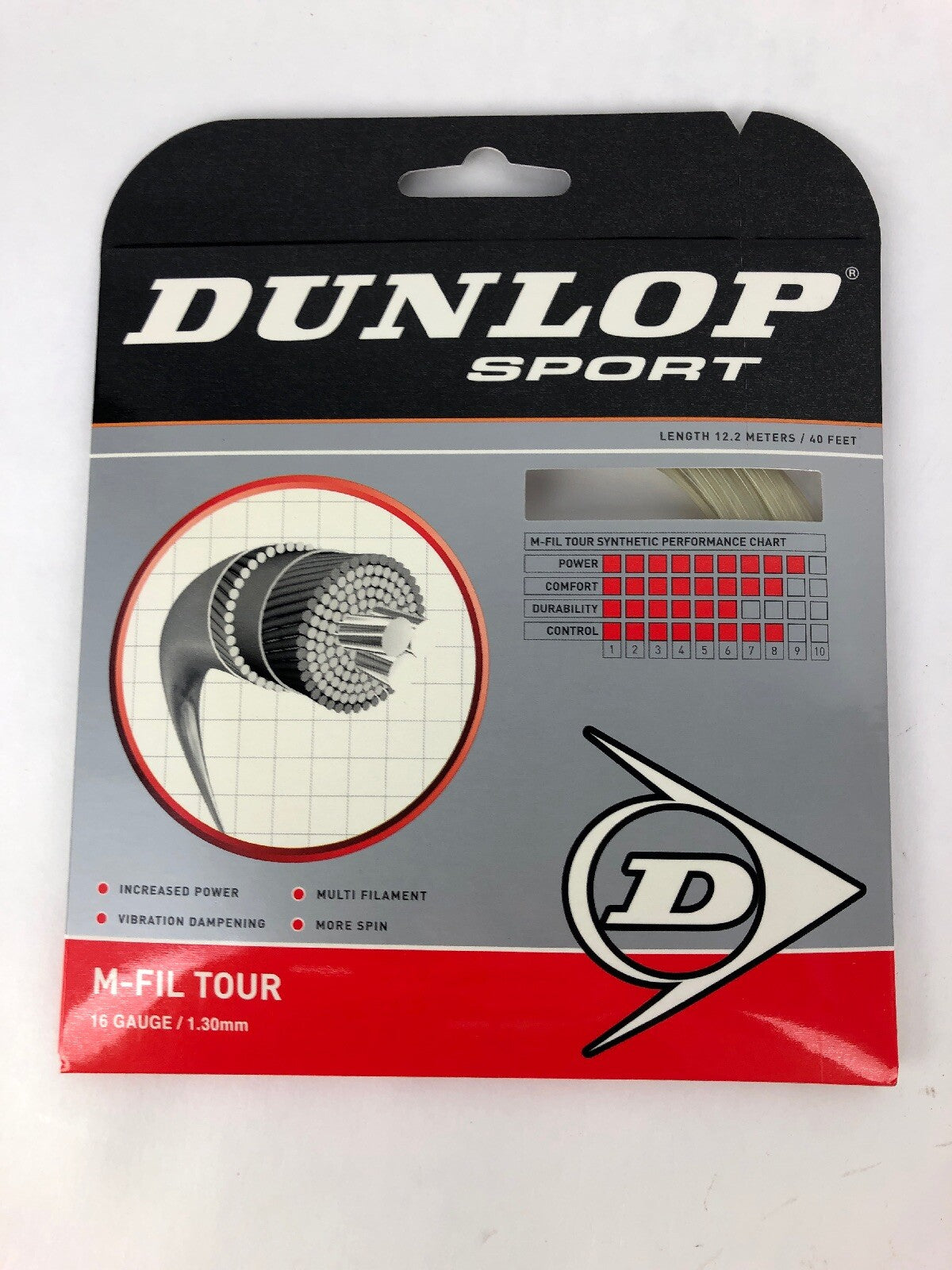 2 X Multifilament Dunlop Dport M-fil Tour Synthetic TENNIS string 16 gauge 40’