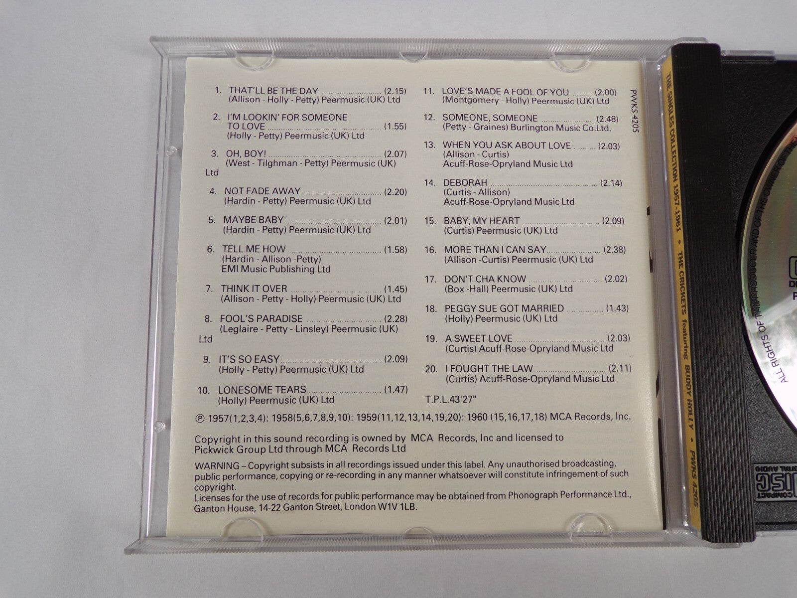 The Crickets Featuring Buddy Holly The Singles Collection 1957-1961 CD #25