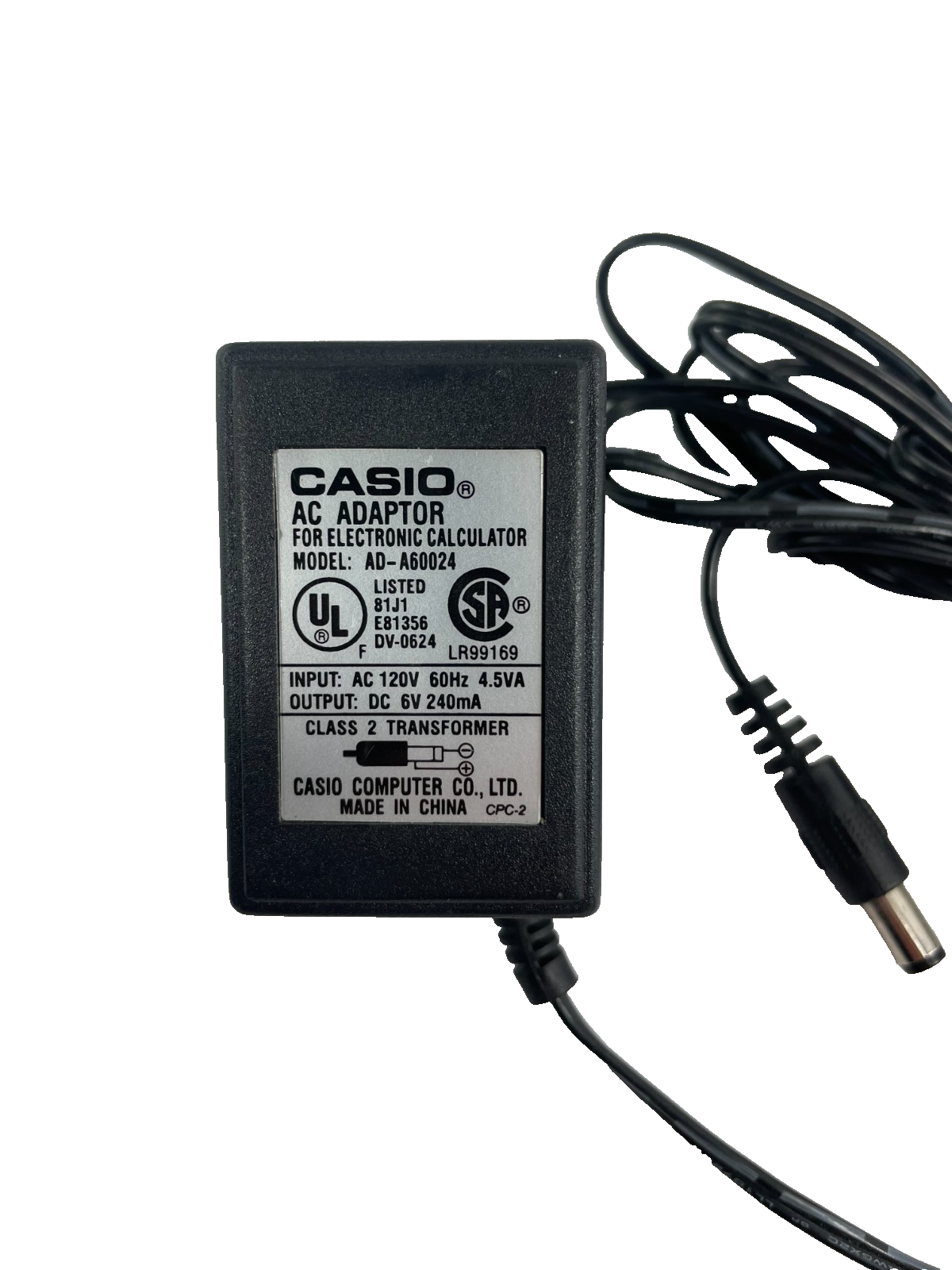 Geniune Casio Model AD-A60024 Output 5V 0.24A AC Power Supply AC Adapter #A78