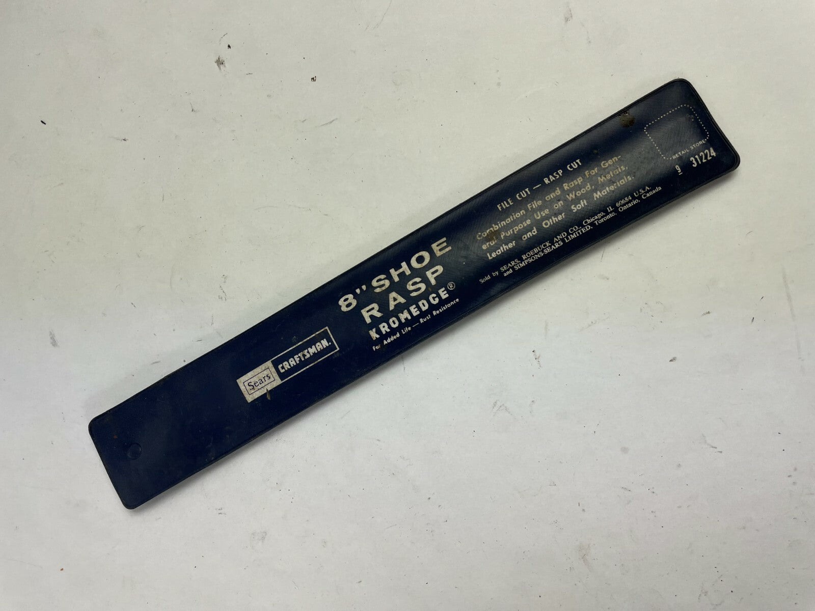 Sears Craftman 8 Inch Shoe Rasp Kromedge File Cut Rasp Cut Heavy Duty Rigid
