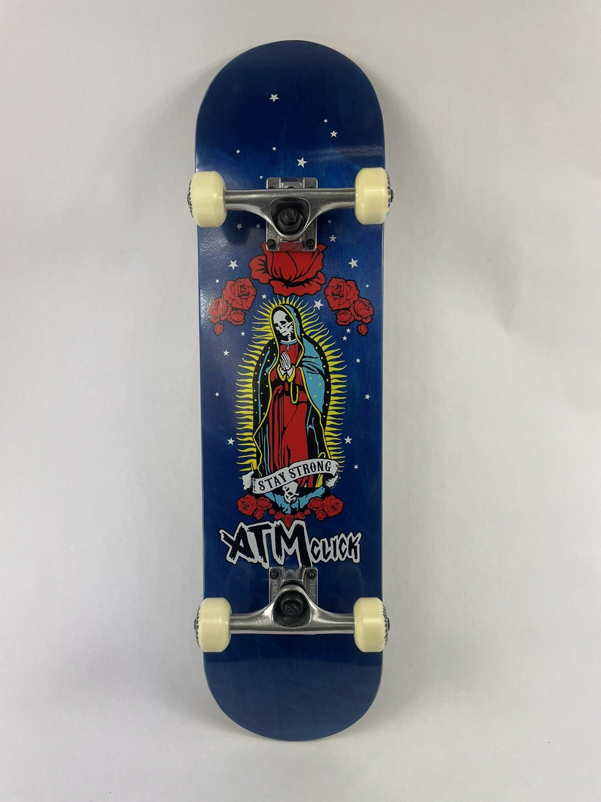ATM Click Skateboard Complete 8" Stay Strong w Black Smith Trucks 52mm Wheels