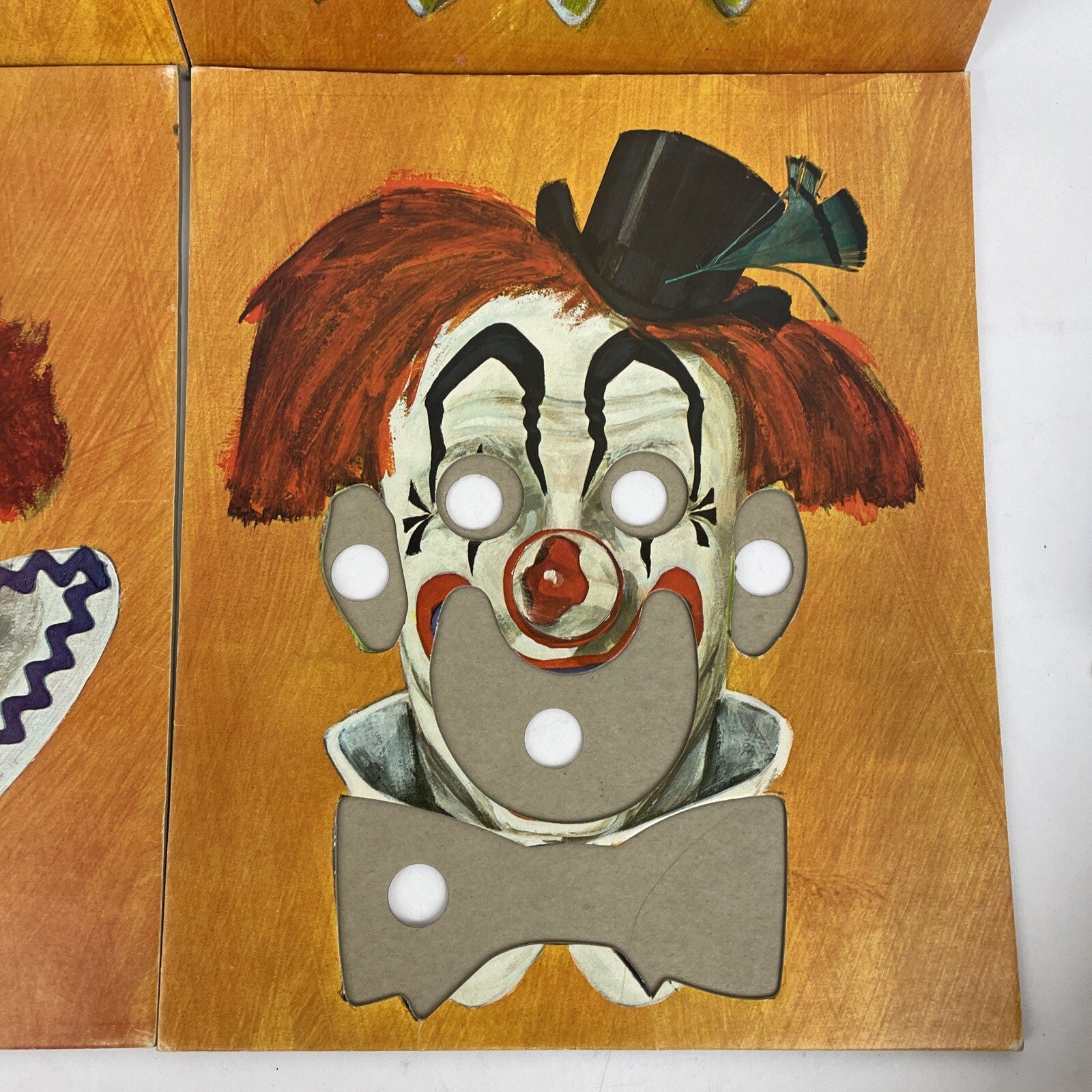 VINTAGE RARE 1965 Funny Face BIG CLOWN Faces Puzzle Game No Box LOOK