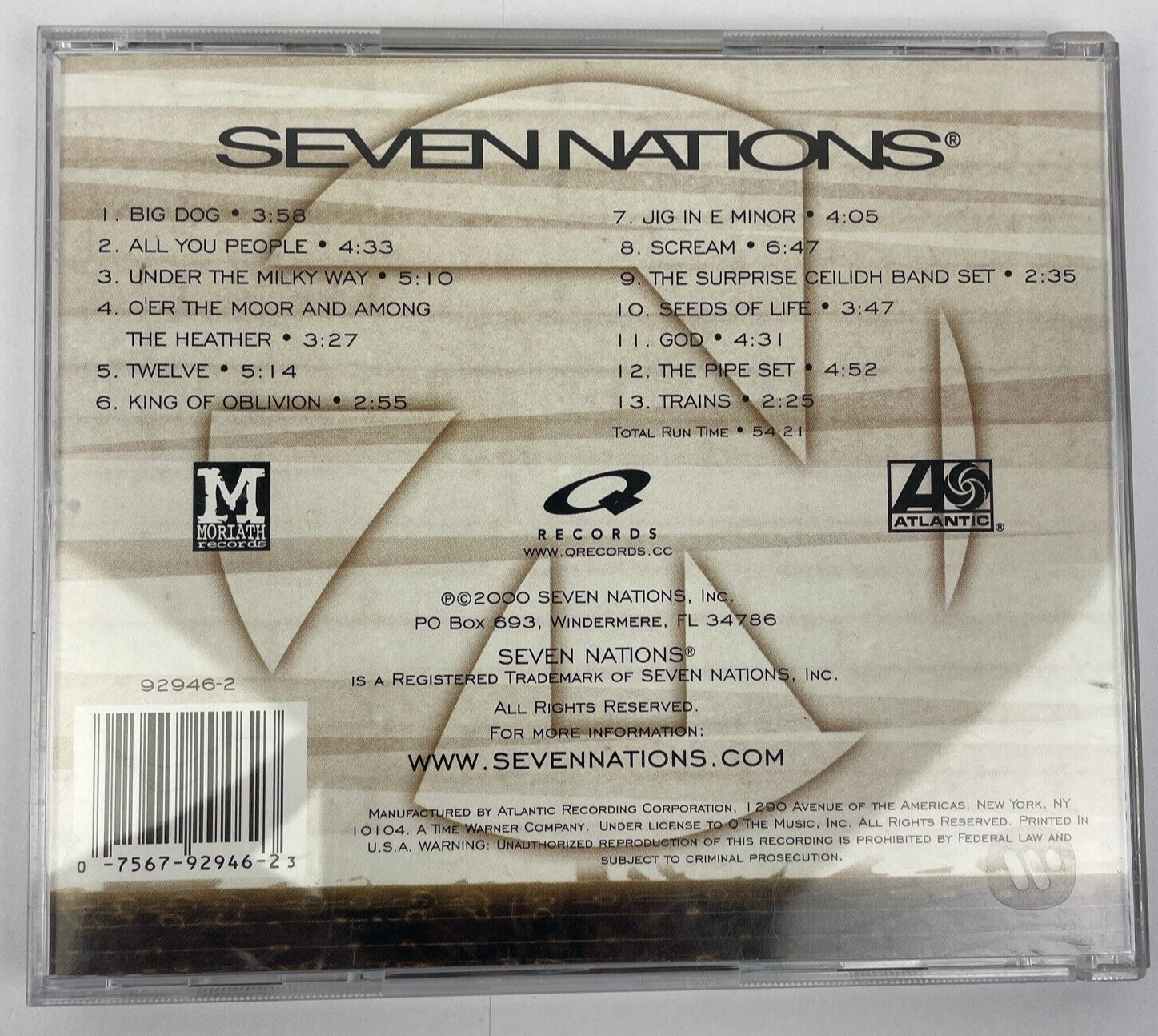 " Seven Nations " - Self Titled Digital Audio CD Moriath Records 2000 S