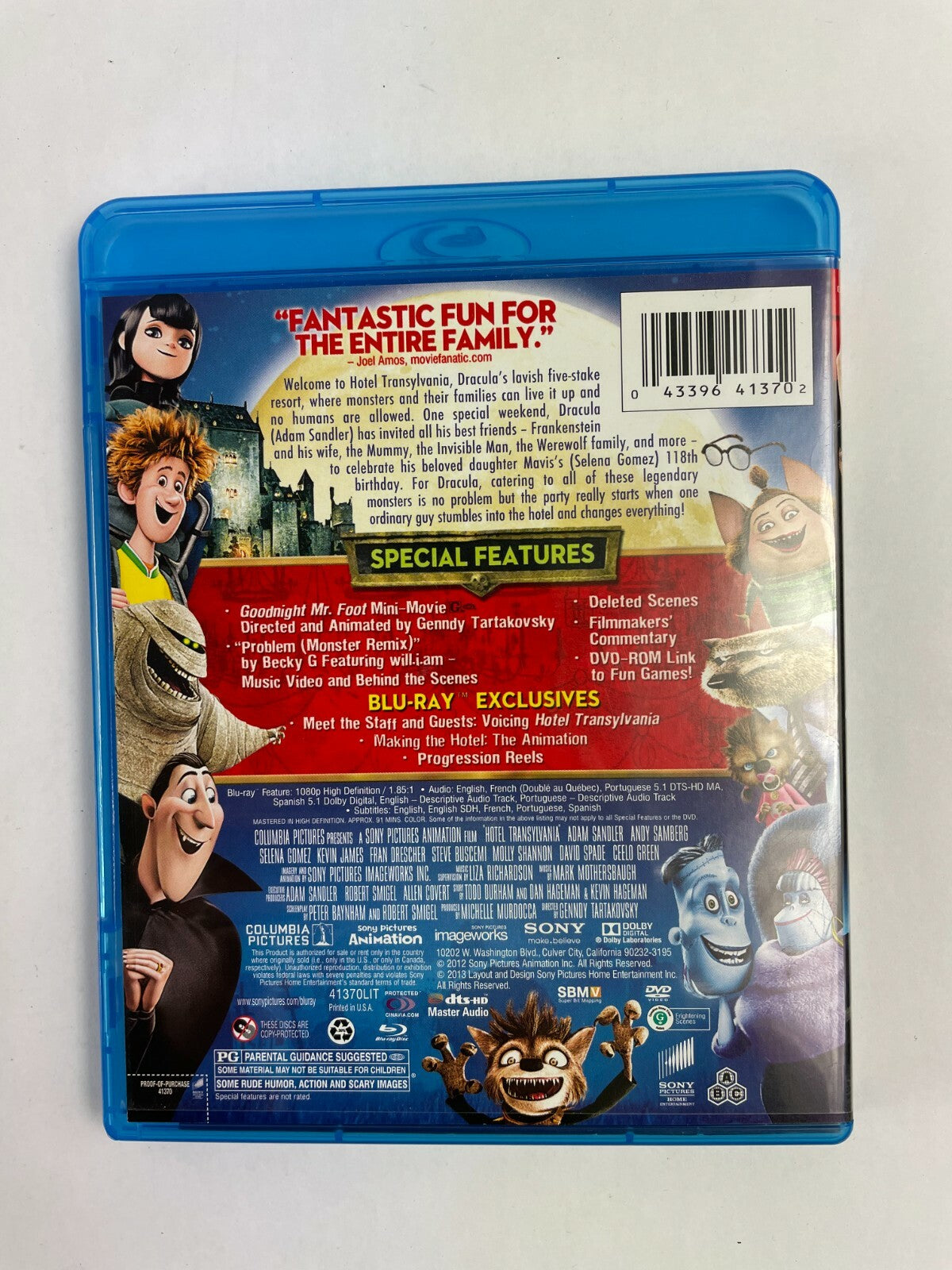 Hotel Transylvania Adam Sandler Andy Samberg Selena Gomez Kevin James DVD Movie