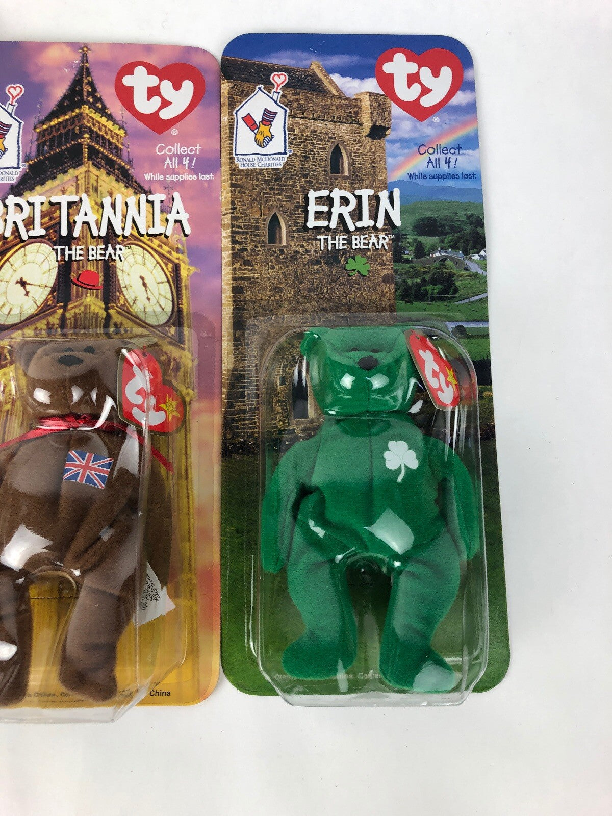 Ty 1999 McDonalds TBB International Bears 4 pc set Glory Britania Erin & Maple