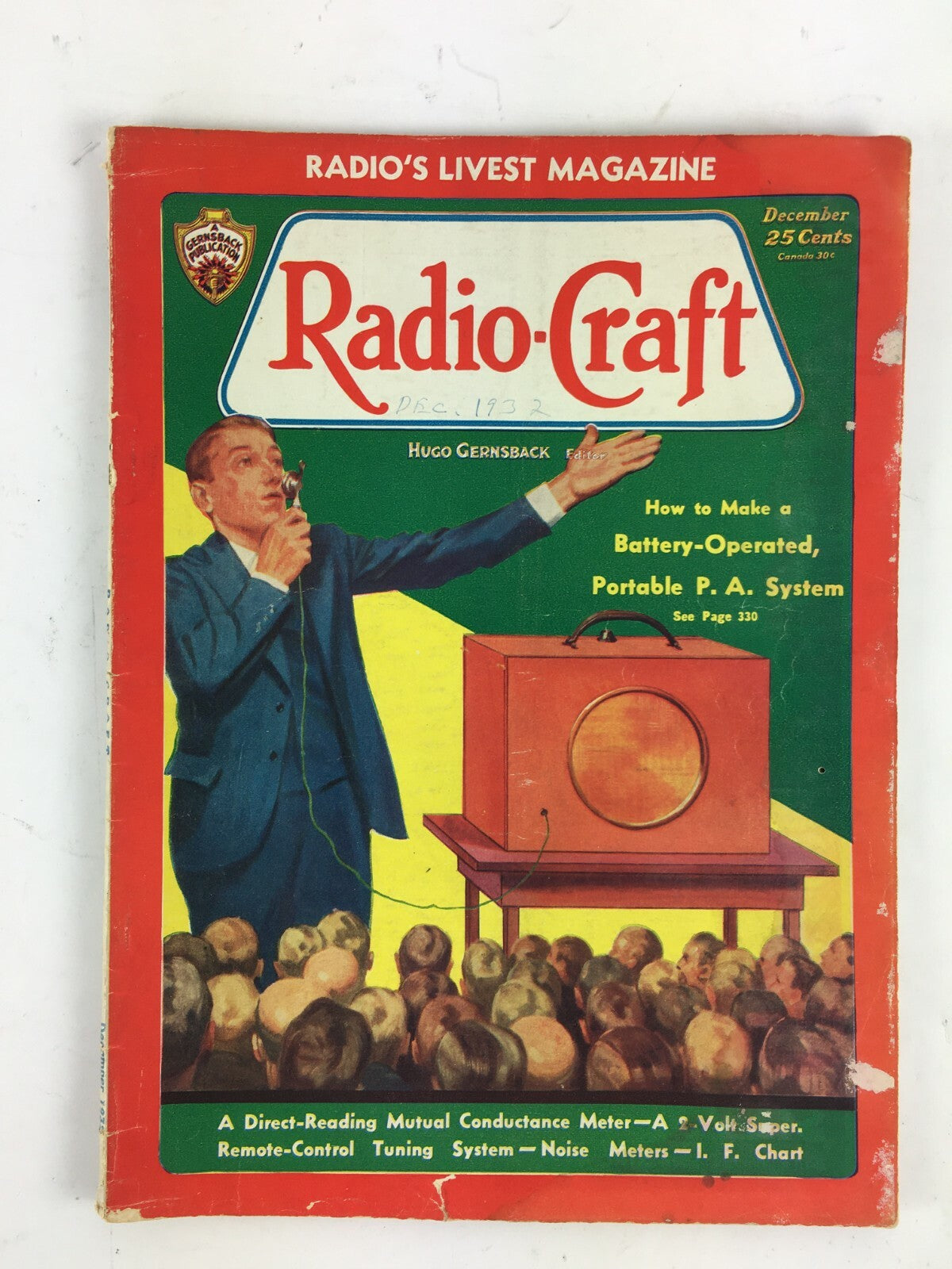 December Radio Craft Hugo Gernsback Magazine BatteryOperated Portable P.A System