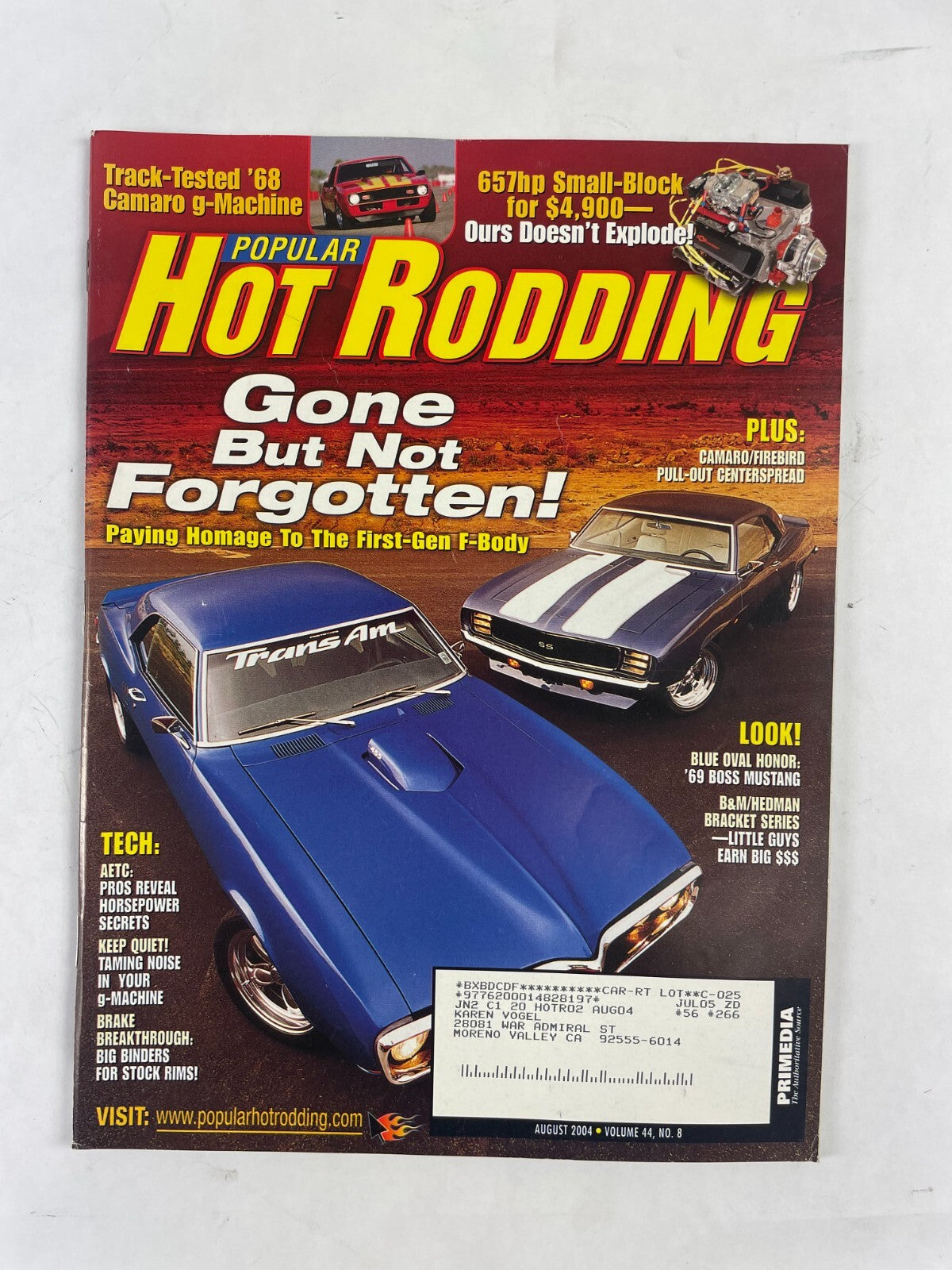 August 2004 Hot Rodding Magazine Gone But Not Forgotten Blue Oval Honor Camaro