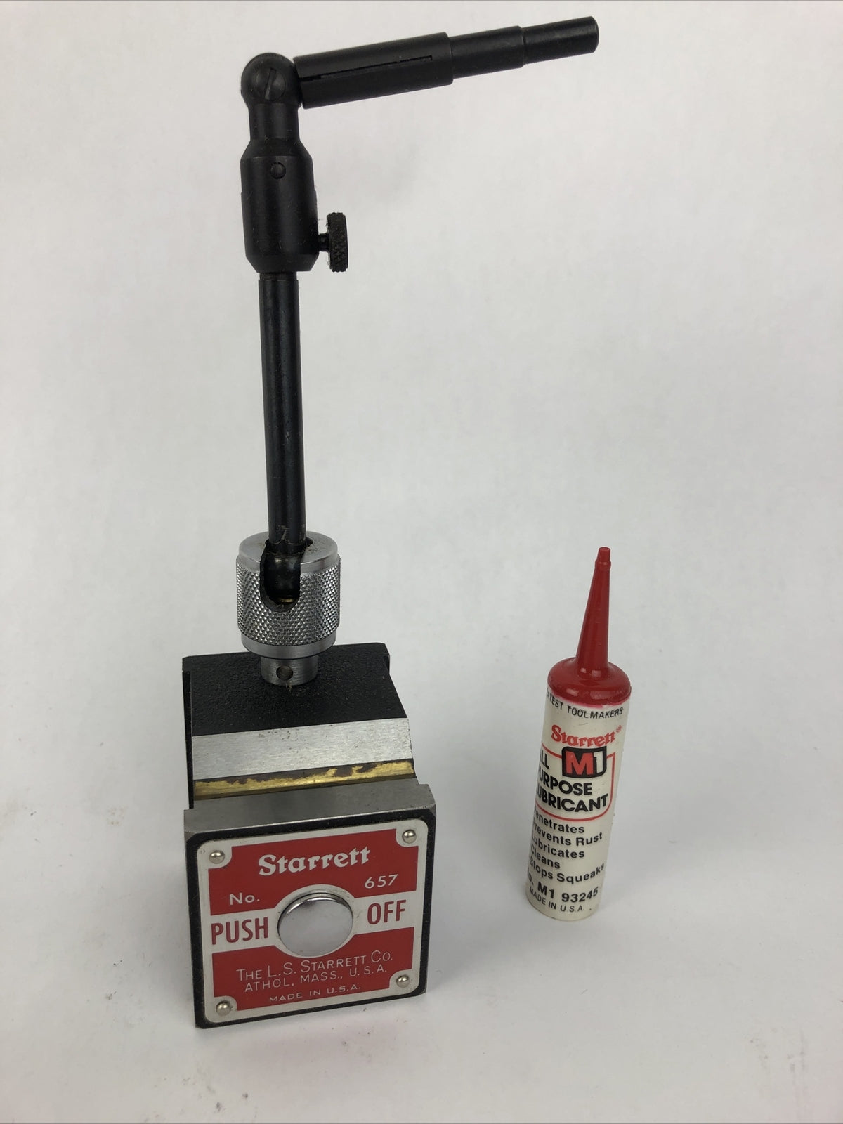 Starrett 657a Magnetic Base and Post Assembly - Mint Condition