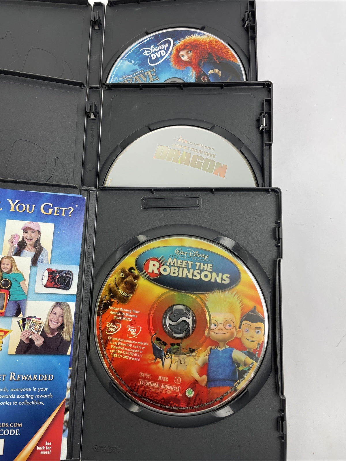 Disney Pixar DVD Lot of 3 - BRAVE, How to Train Your Dragon, Meet the Robinsons