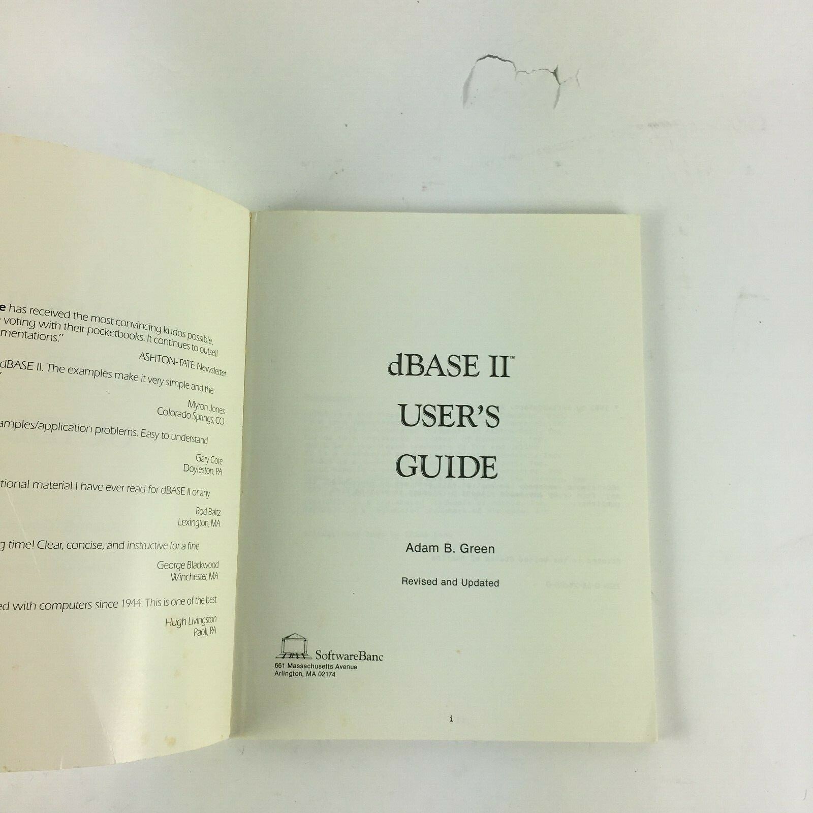 Software Banc dBase II User's Guide Adam B.Green