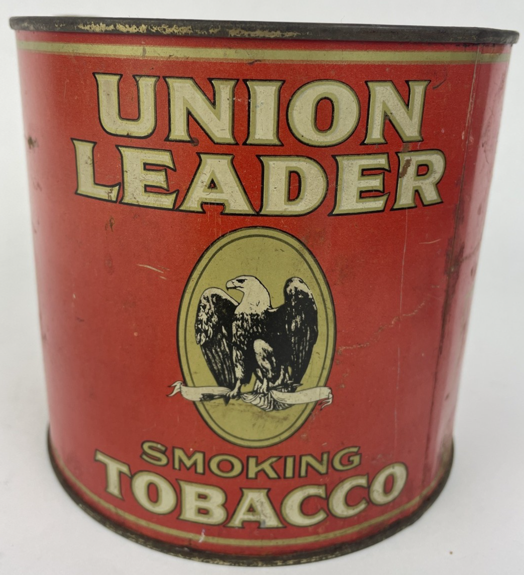 Vintage Empty Union Leader Smoking Tobacco Tin Can Louisville KY 14 Oz