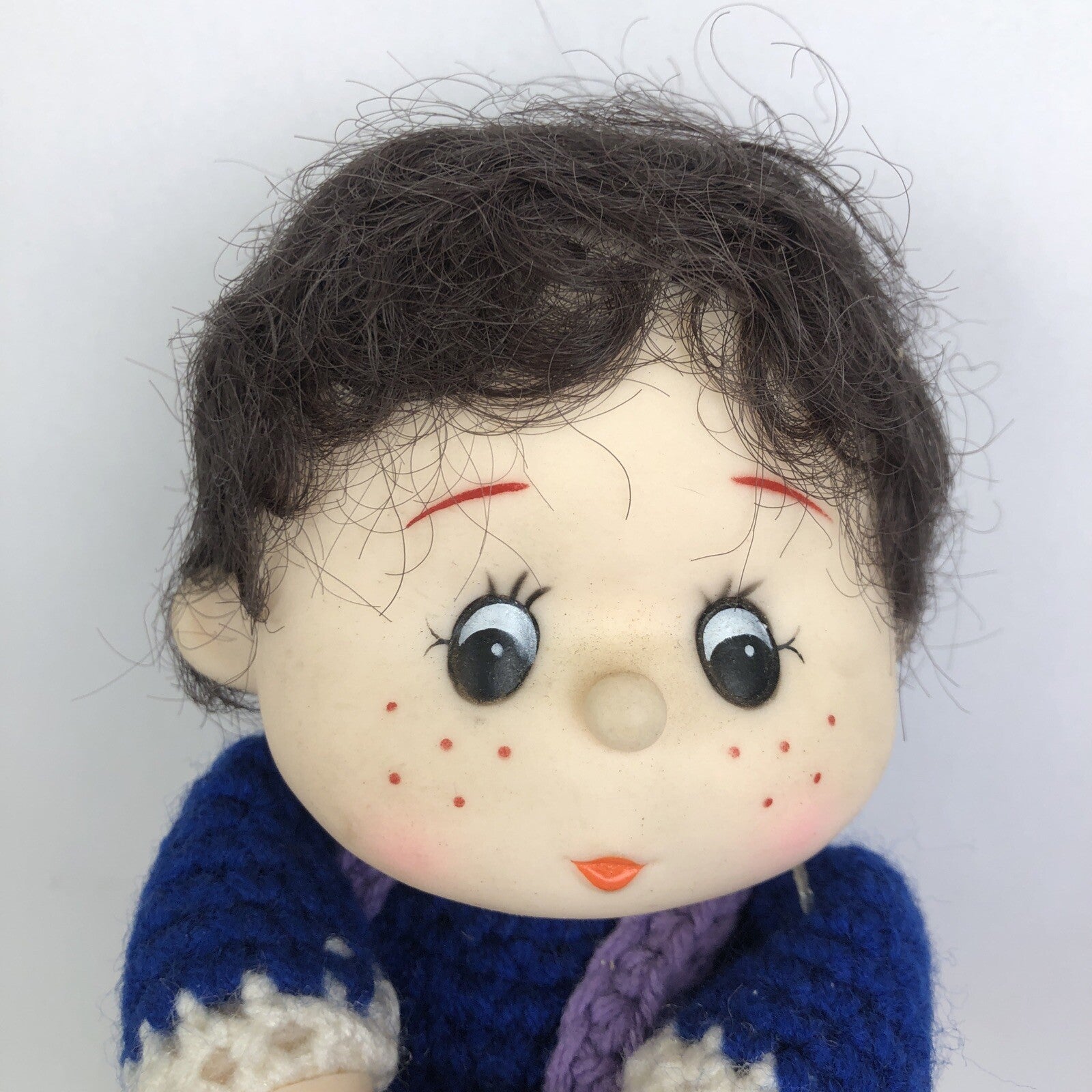 Hand Crafted Crochet Doll w Hat And Purse Knitted Soft Toy 12" " Plumb Pudding "