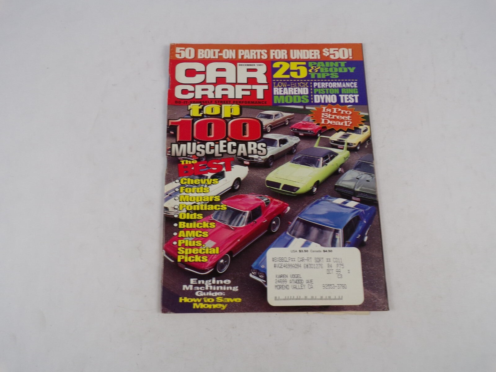 December 1997 Car Craft Top 100 Musclecars 50 Bolt-On Parts For Under $50! Paint