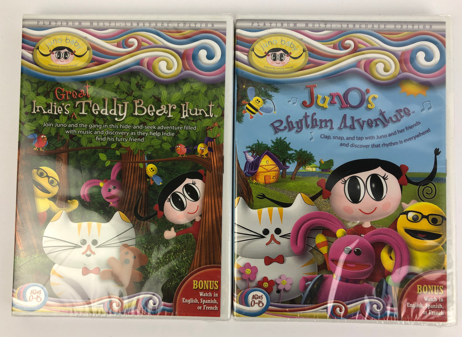 2 x Juno Baby: Juno’s Rhythm Adventure Teddy Bear HunT Interactive Musical DVD