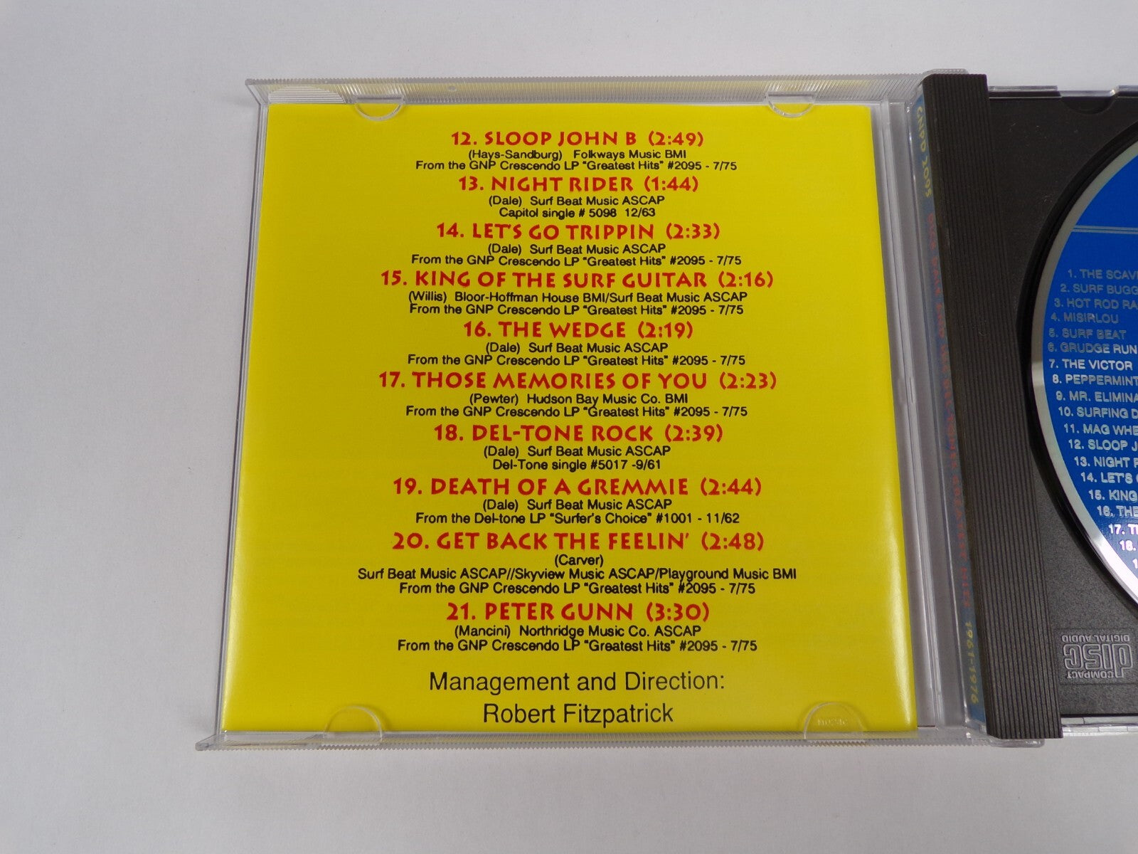 Dick Dale and his Del Tones Greatest Hits 1961 1976 Death of A Gremmie CD #13