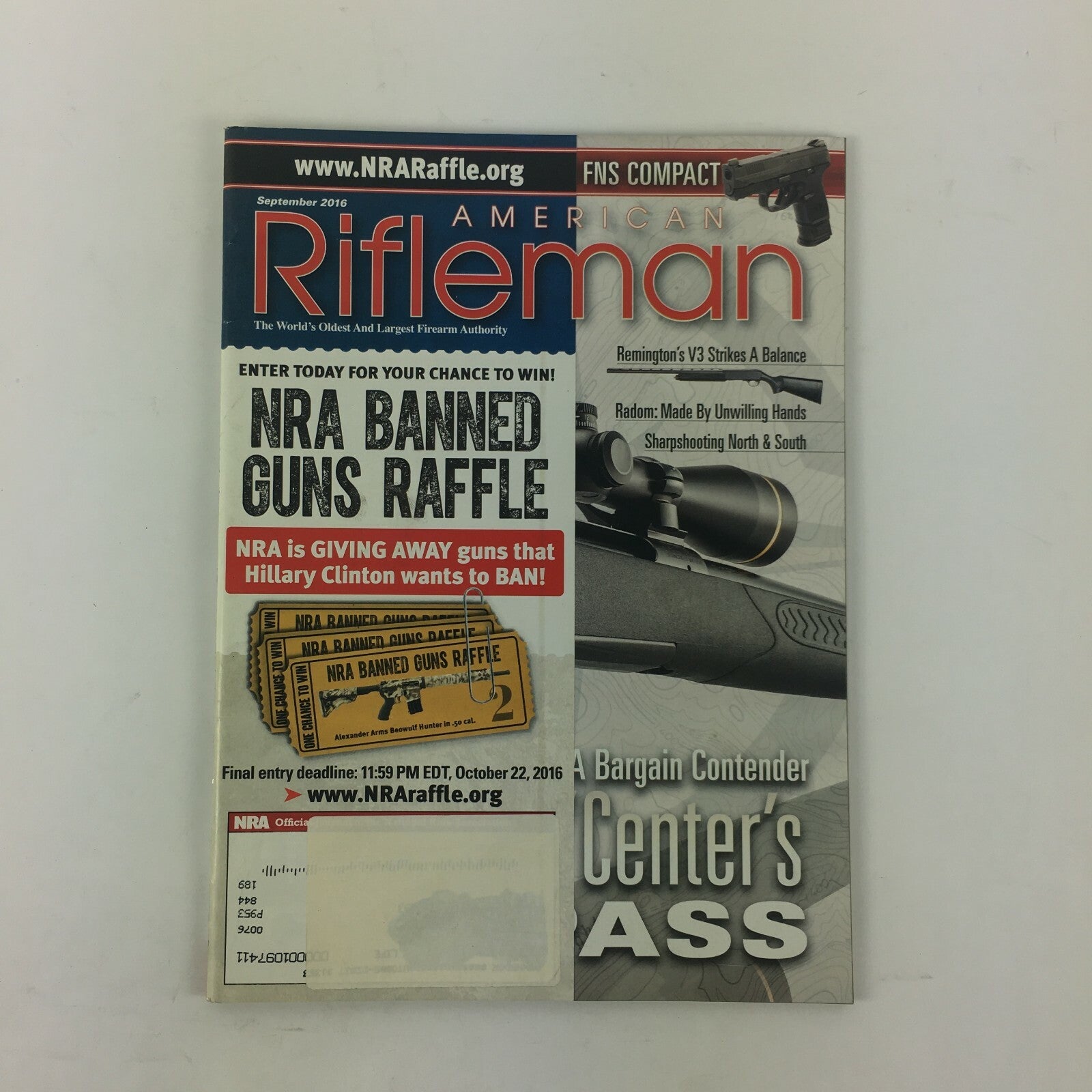 September 2016 American Rifleman Magazine NRA Banned Guns Raffle Remingtons V3
