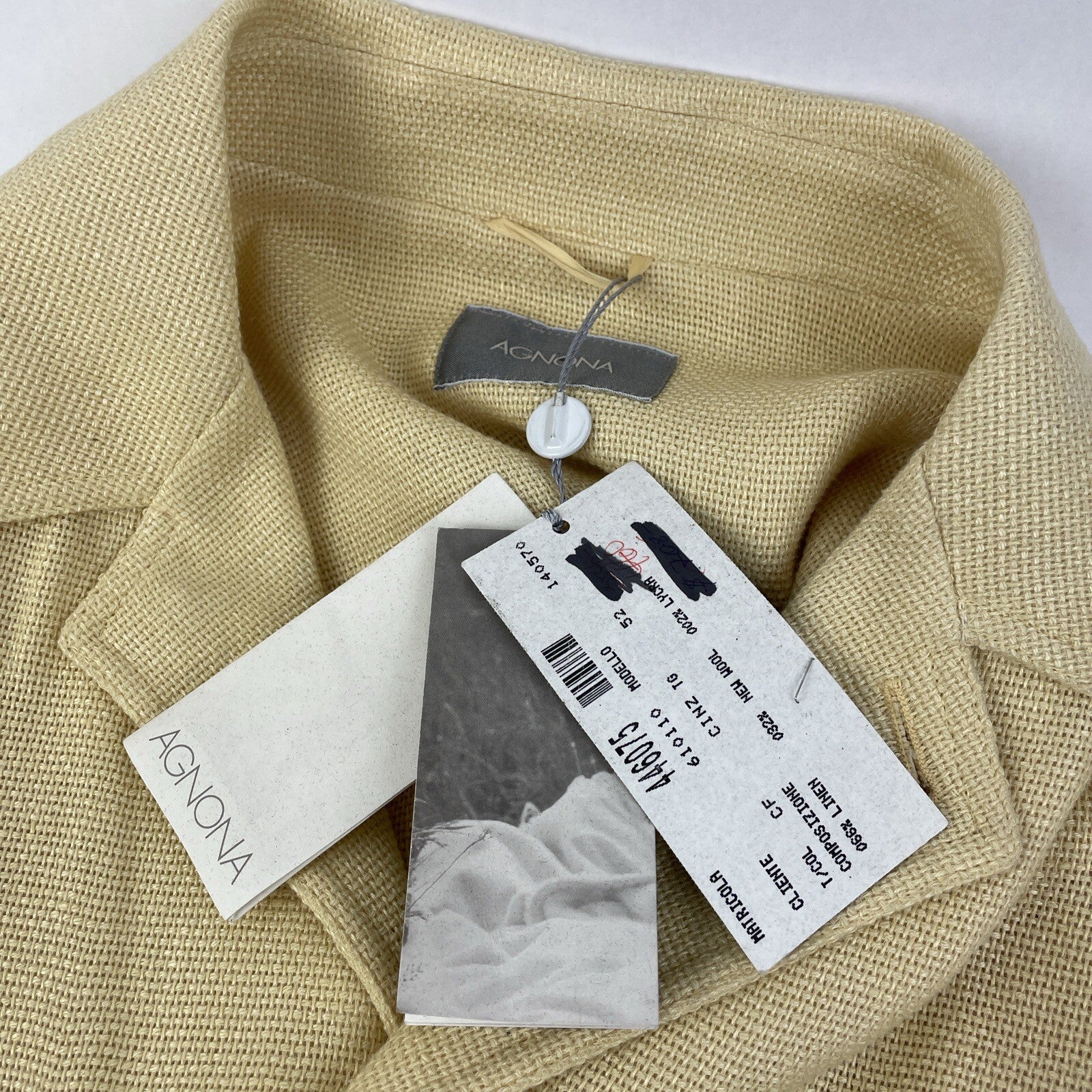 Rare NWT Agnona Men's New Wool stretch 2 Pocket 4 Button Creme Jacket Nordstrom