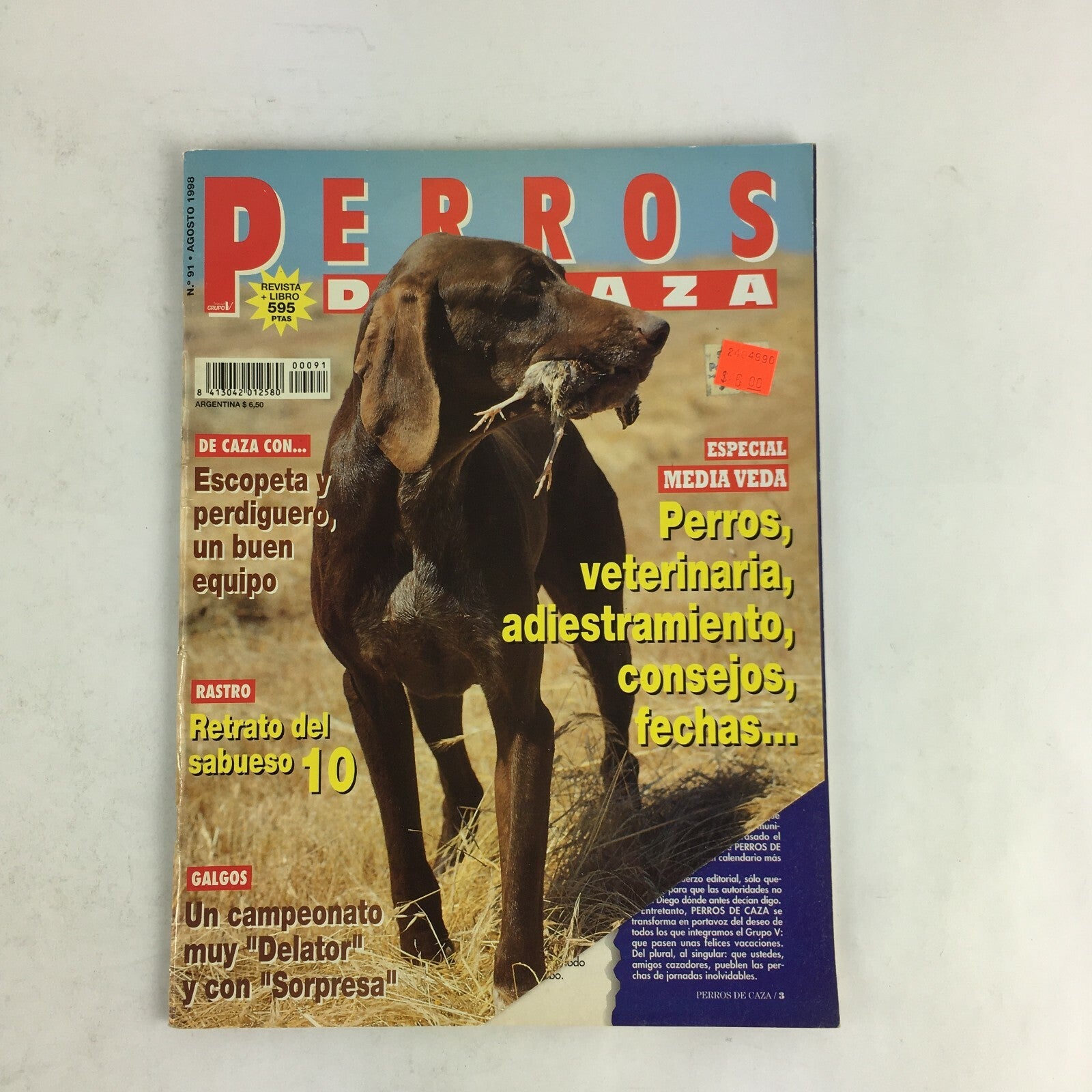 Agosto 1998 Perros Magazine Escopeta y Perdiguero un buen equipo Retrato del