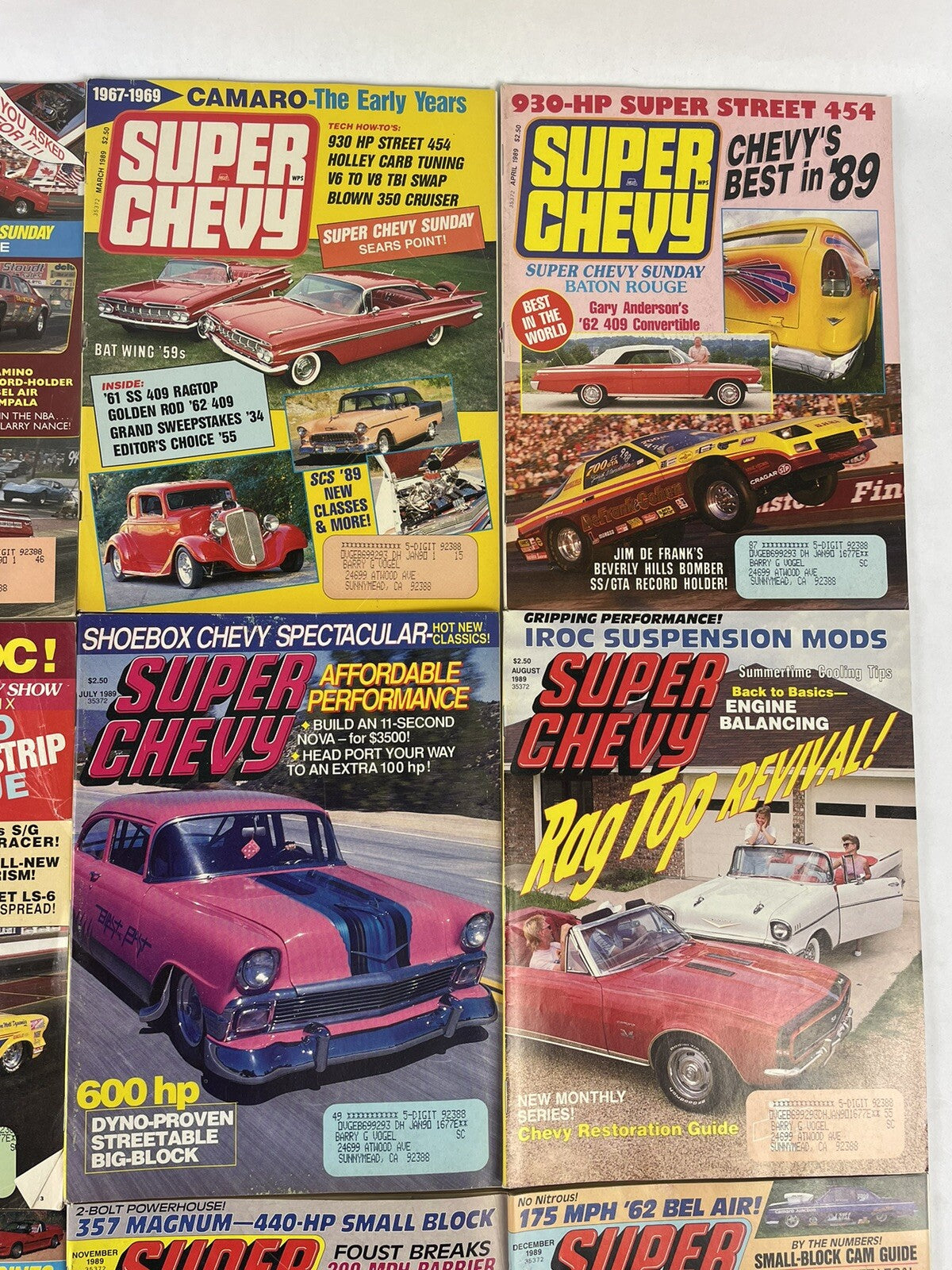 Lot of 12: SUPER CHEVY MAGAZINES Complete Full Set 12 issues Jan to Dec 1989