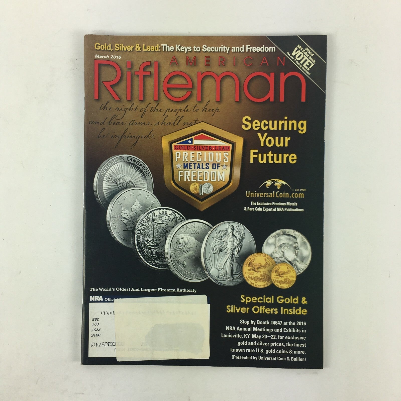 March 2016 American Rifleman Magazine Special Gold Silver Offers Inside