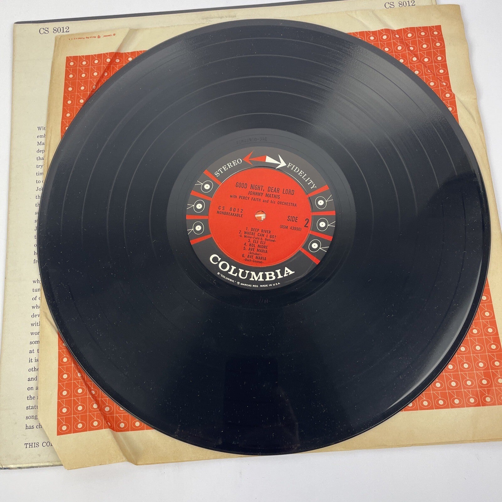 Johnny Mathis Goodnight Dear Lord Vintage Vinyl 1957 1st Press Columbia 6 Eye