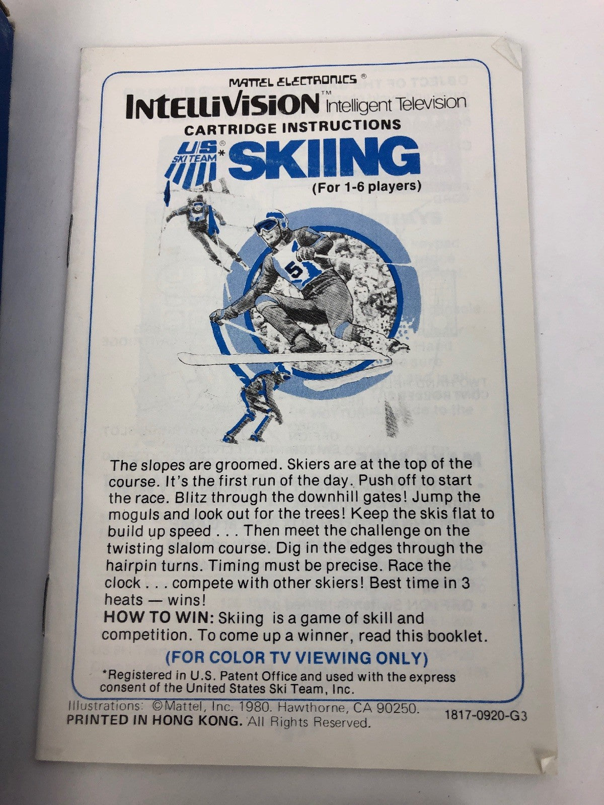 Mattel Intellivision Game SKIING 1980 Mattel Electronics Tested & Works w Box
