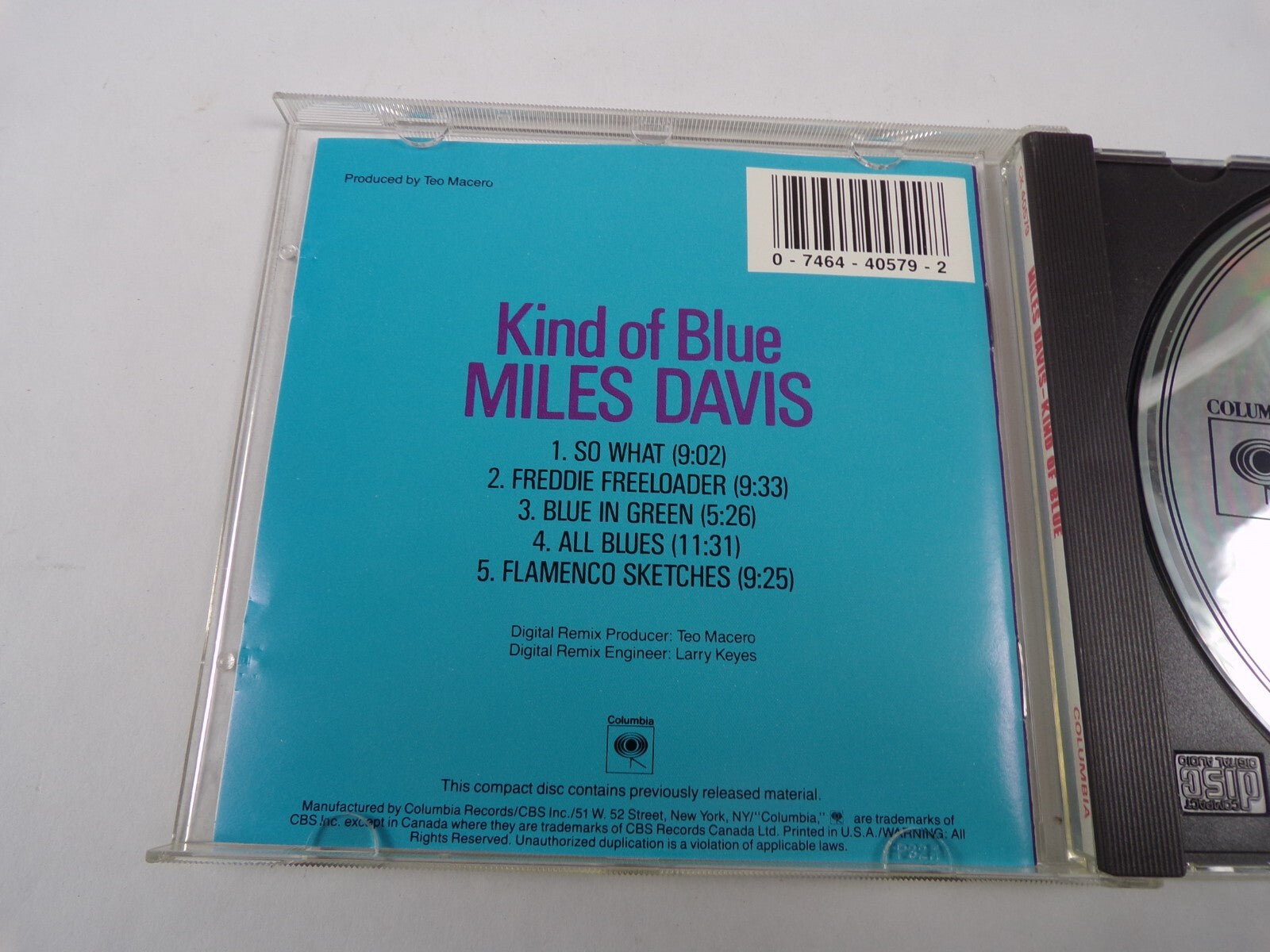 Miles Davis Kind Of Blue So What Blue In Green All Blues Flamenco Sketches CD#35