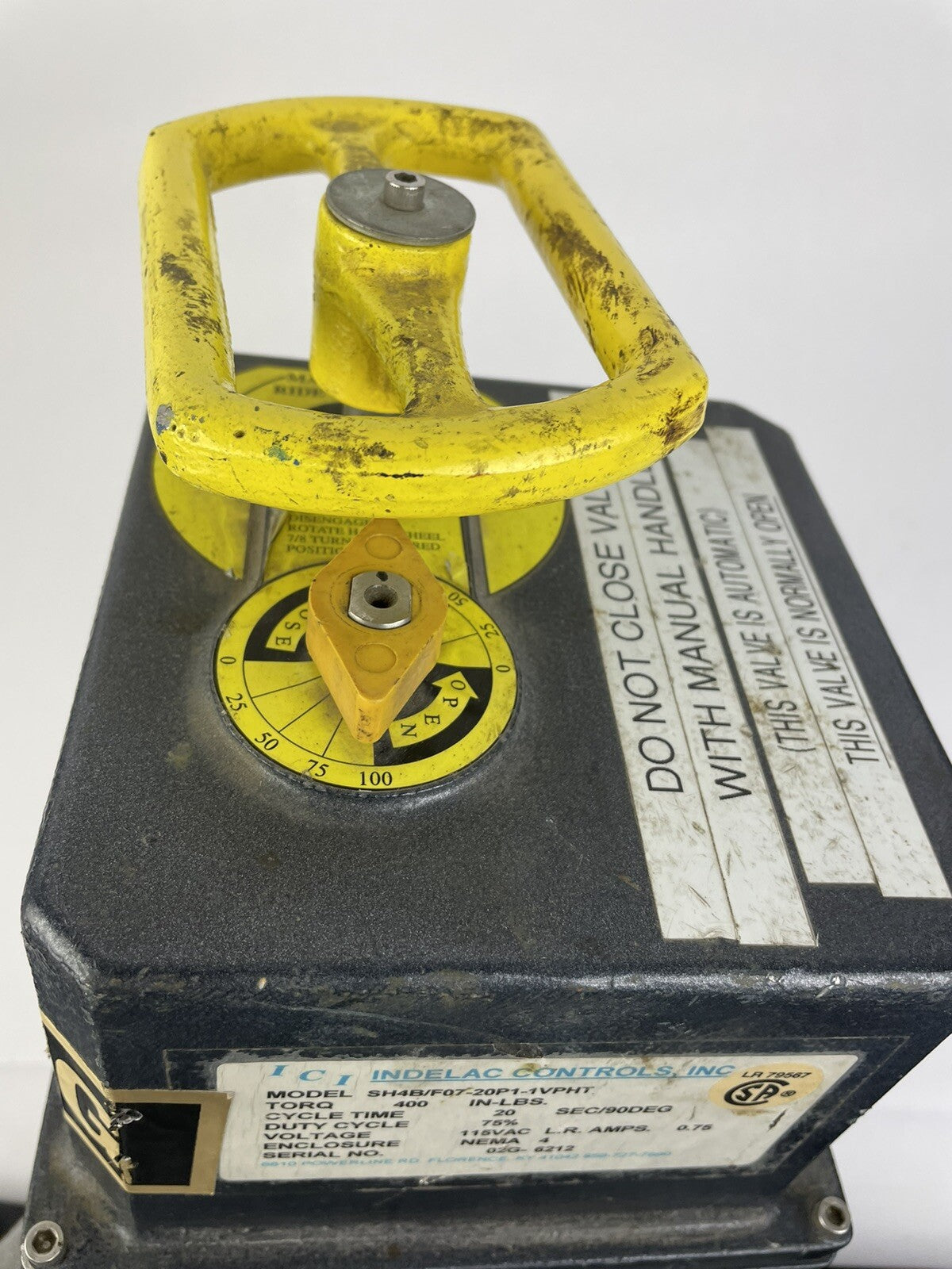 INDELAC CONTROLS TORQUE ELECTRIC ACTUATOR 400 IN LBS 115 VAC