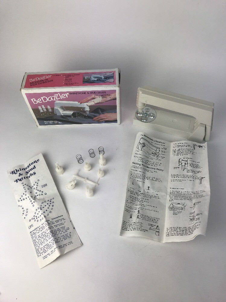 Vintage BeDazzler Rhinestone Stud Setter 90's Patterns Instructions Box