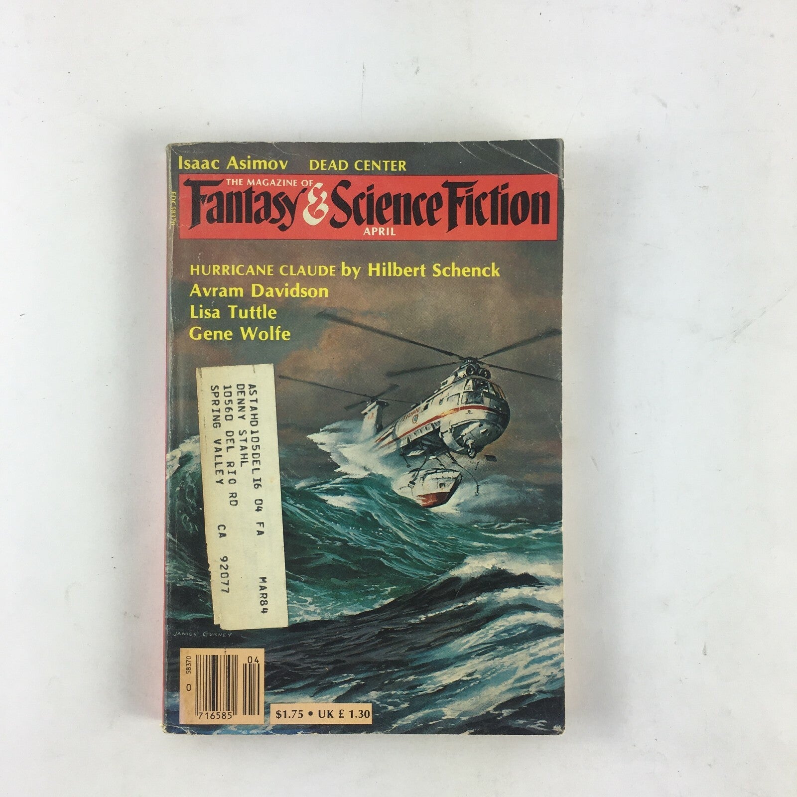 April Fantasy&Science Fiction Magazine Avram Davidson Lisa Tuttle Gene Wolfe