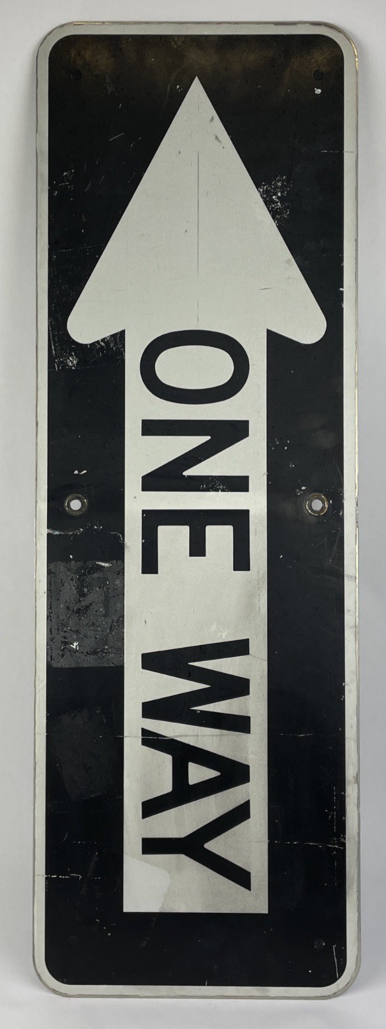 Authentic Road Street Traffic Metal Sign Authentic Retired One Way LEFT 12"x36"