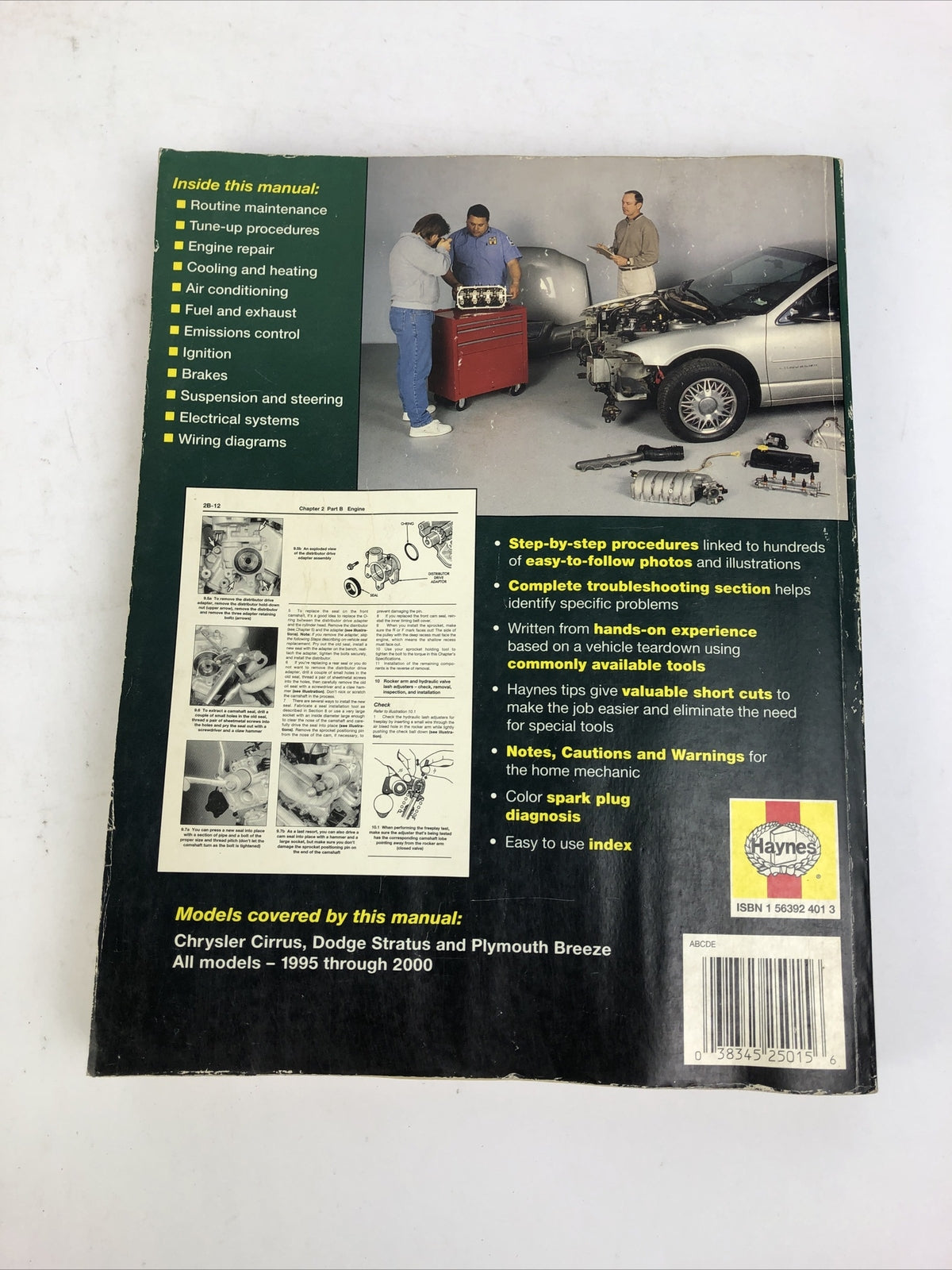 Haynes Chrysler Cirrus Dodge Stratus Plymouth Breeze Repair Manual '95 To 2000