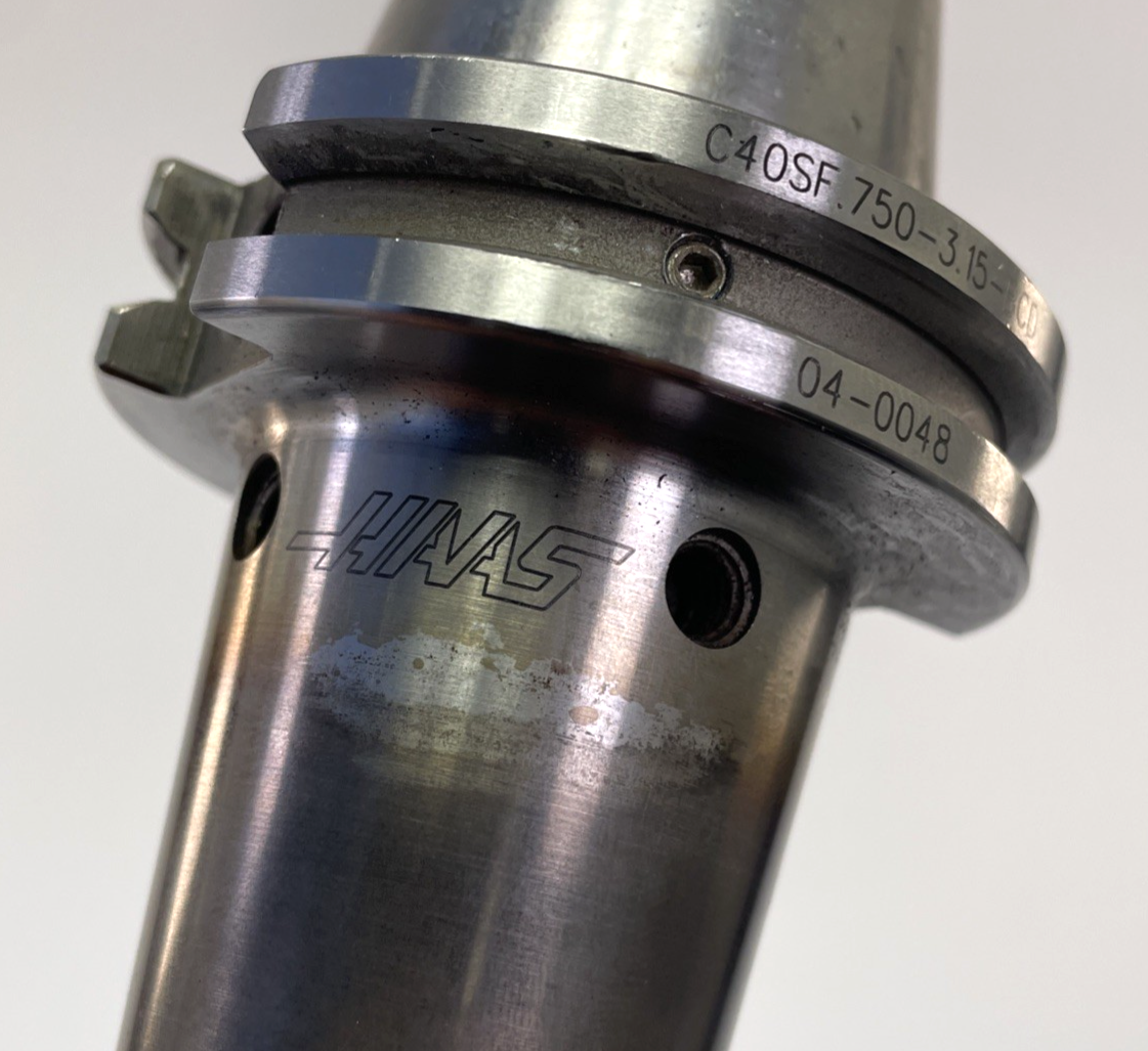HAAS C40SF .750 x 3.15 Shrink Fit Holder 04-0048 CAT40 25K w 3 Prong End Mill