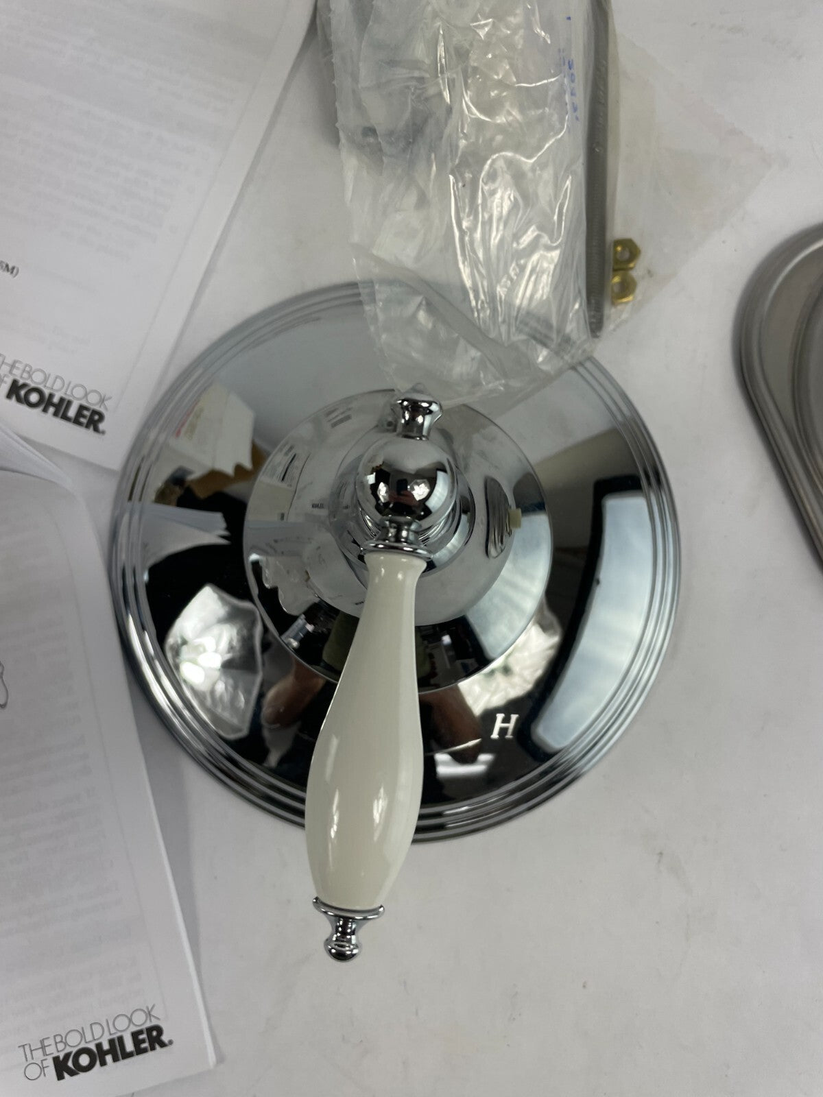 Kohler T10301-4P-CP Finial thermostatic valve trim polished chrome bathroom control