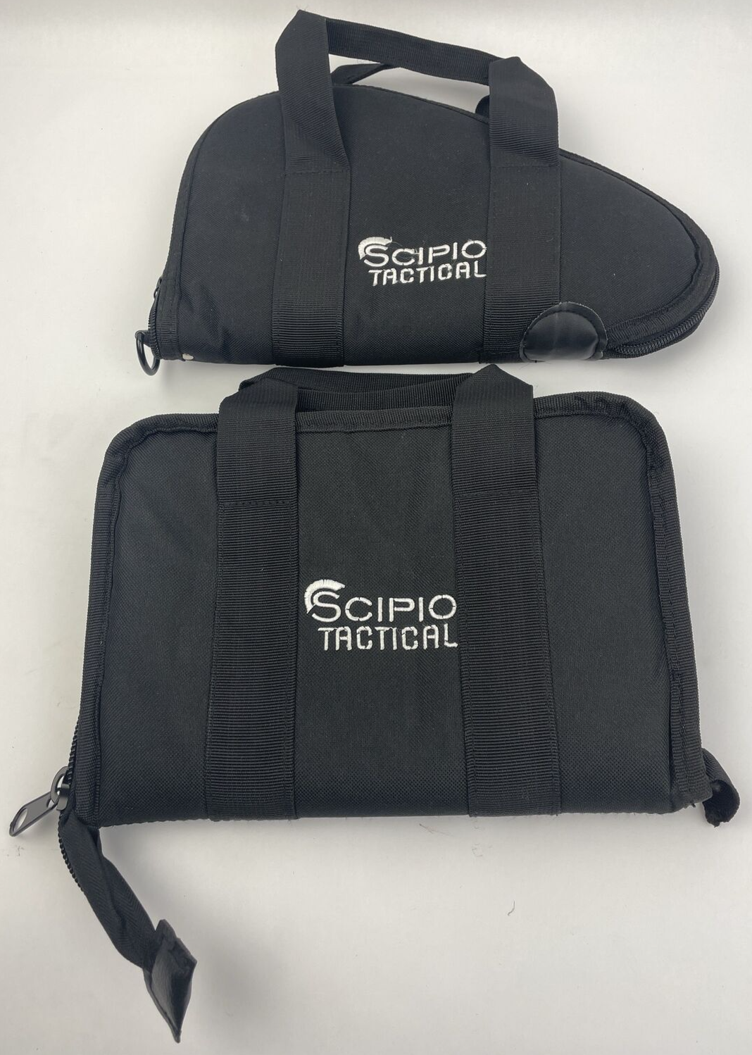 Lot of 2 x SCIPIO Tactical Rugged Double Padded Pistol Gun Ammo Case - Black