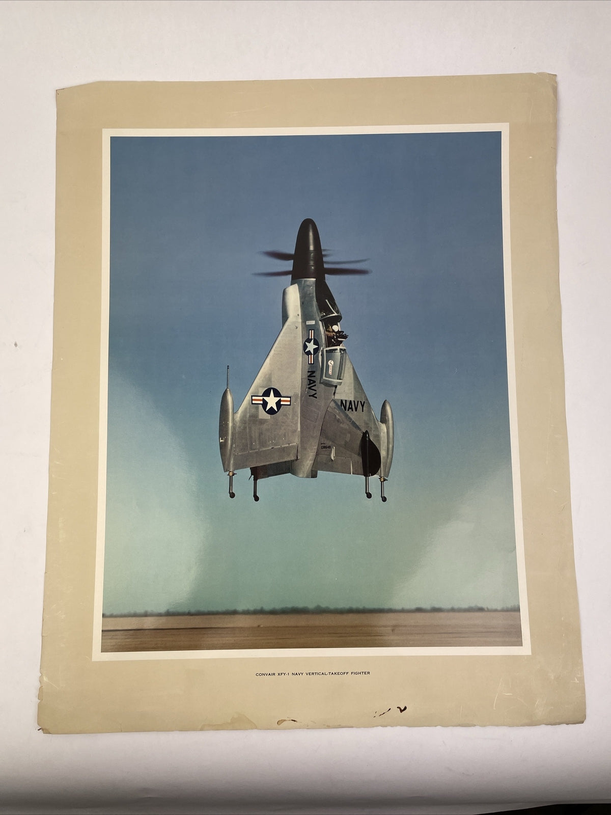 Rare Navy Issue CONVAIR XFY-1 U.S. Navy Vertical Takeoff Fighter Print 20”x16”
