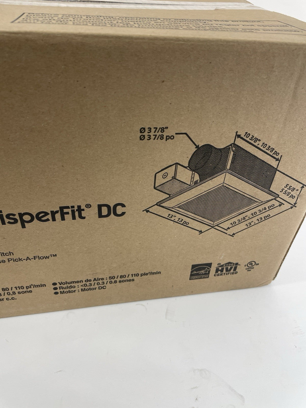 Panasonic FV-0511VF1 WhisperFit® DC Fan, 50-80-110 CFM