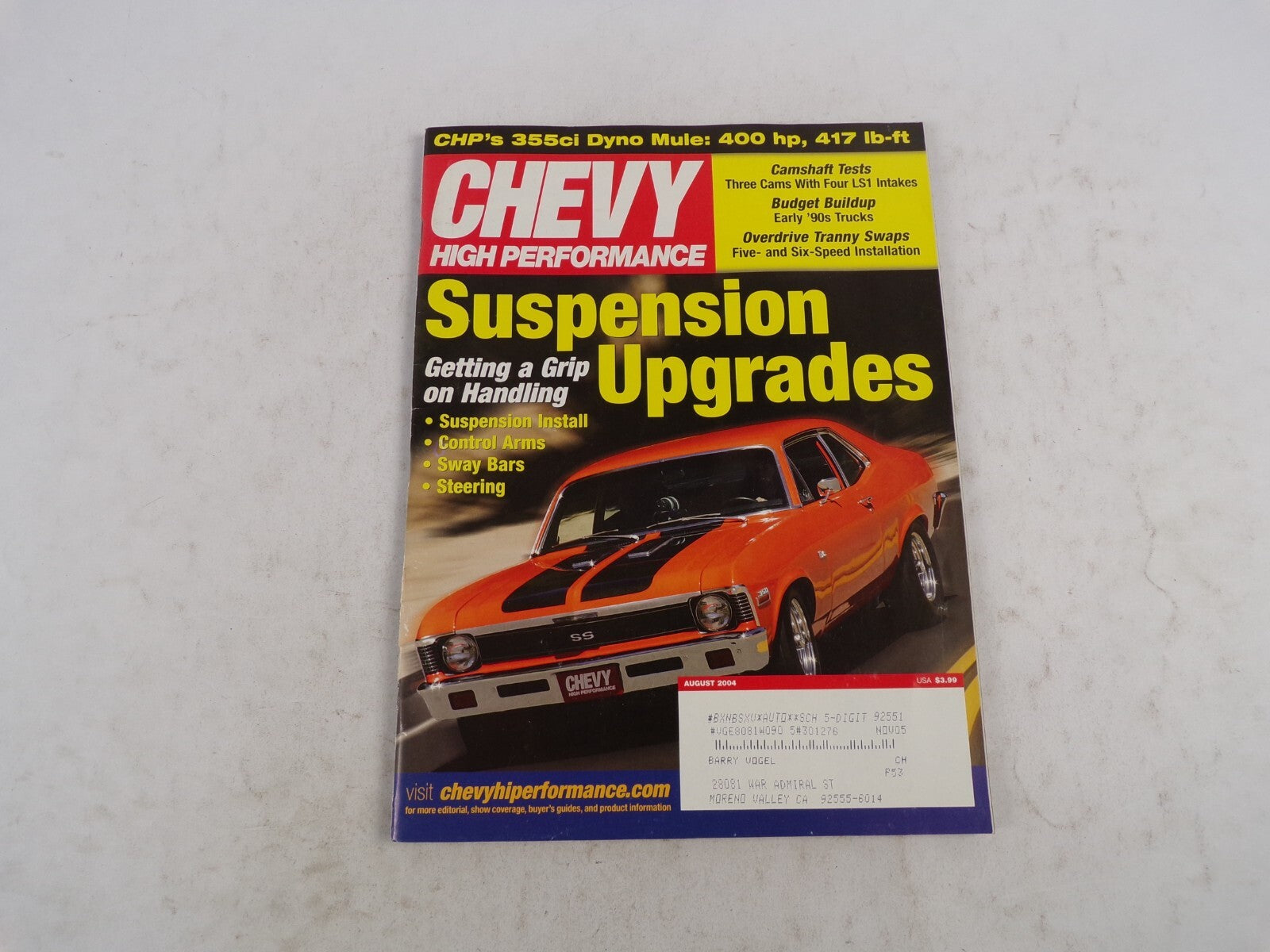 August 2004 Chevy High Performance Suspension Upgrades CHP's 355ci Dyno Mule: