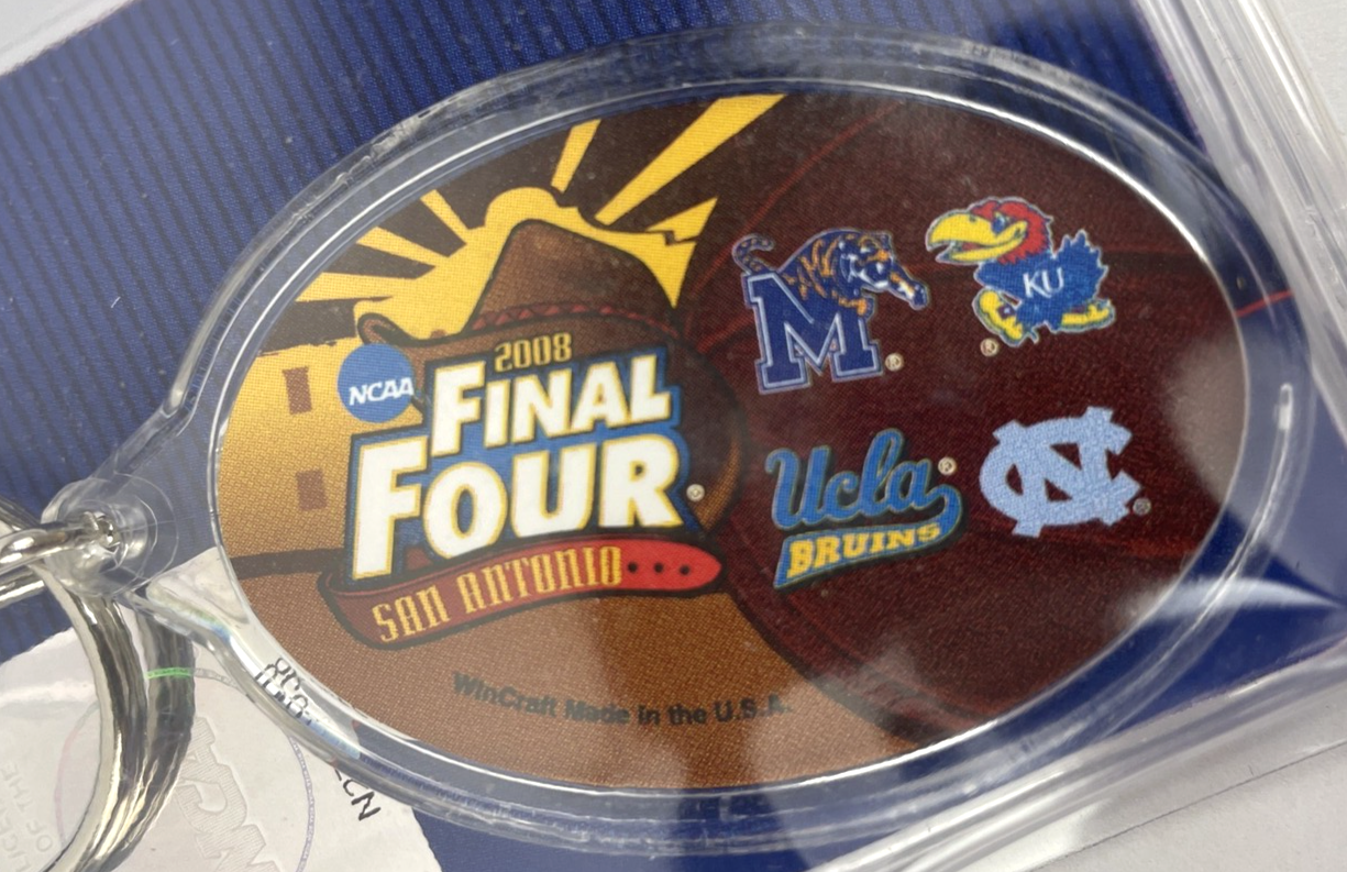 WinCraft NCAA 2008 Final Four premium acrylic key ring featuring NC, Kansas, UCLA, and Michigan State.
