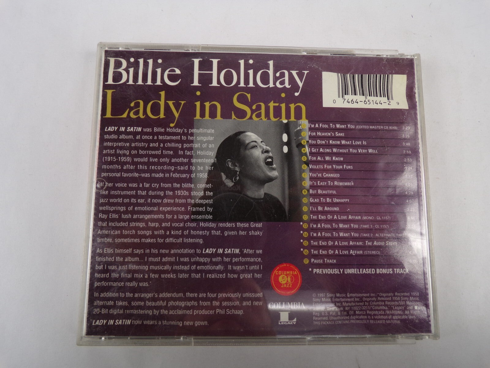 Lady In Satin Billie Holiday I Get Along Without You Very WellBut Beautifl CD#59