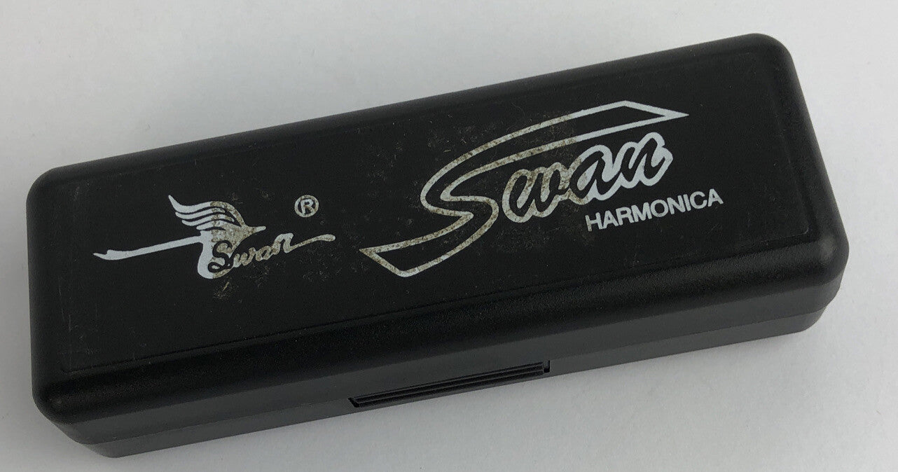 Swan Blues Power 10 Hole C Key Harmonica With Case + Instructions VGC Condition